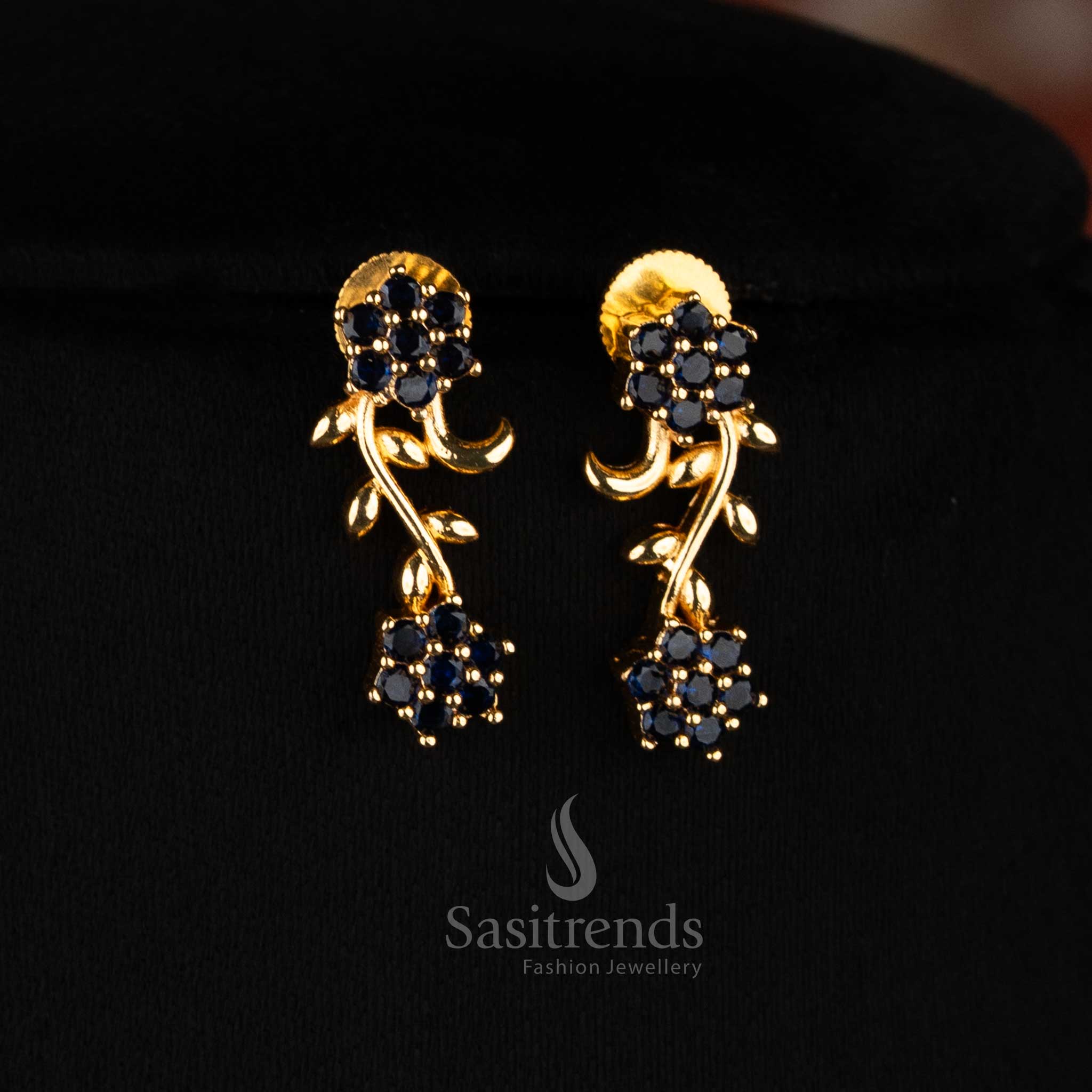 American Diamond Floral Vine Necklace Jewellery Set with Micro Gold Plating For Grand Parties - Sasitrends - Image 26