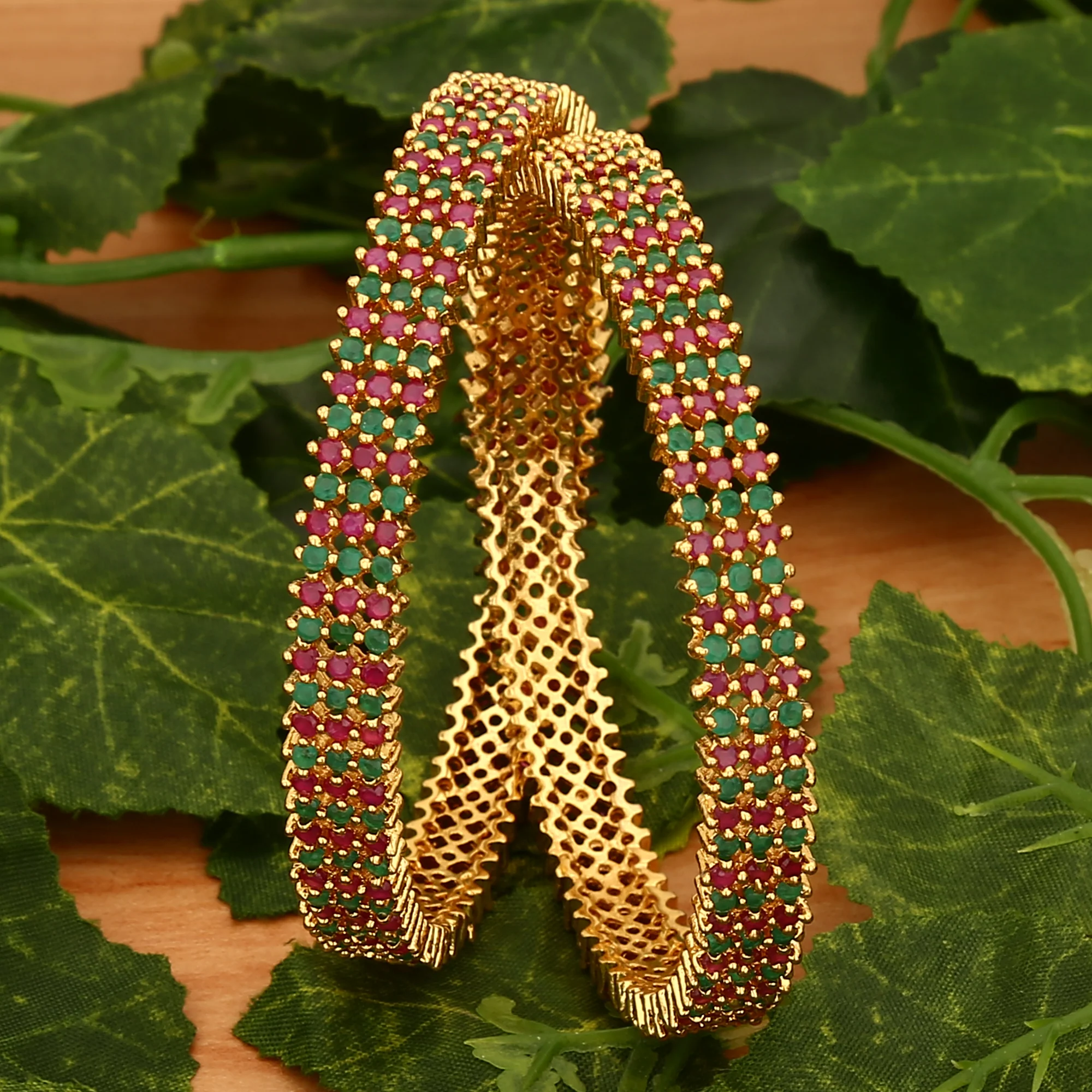Three-Line American Diamond 1-Year Guaranteed Micro Gold Plated Bangles - Sasitrends - Image 10
