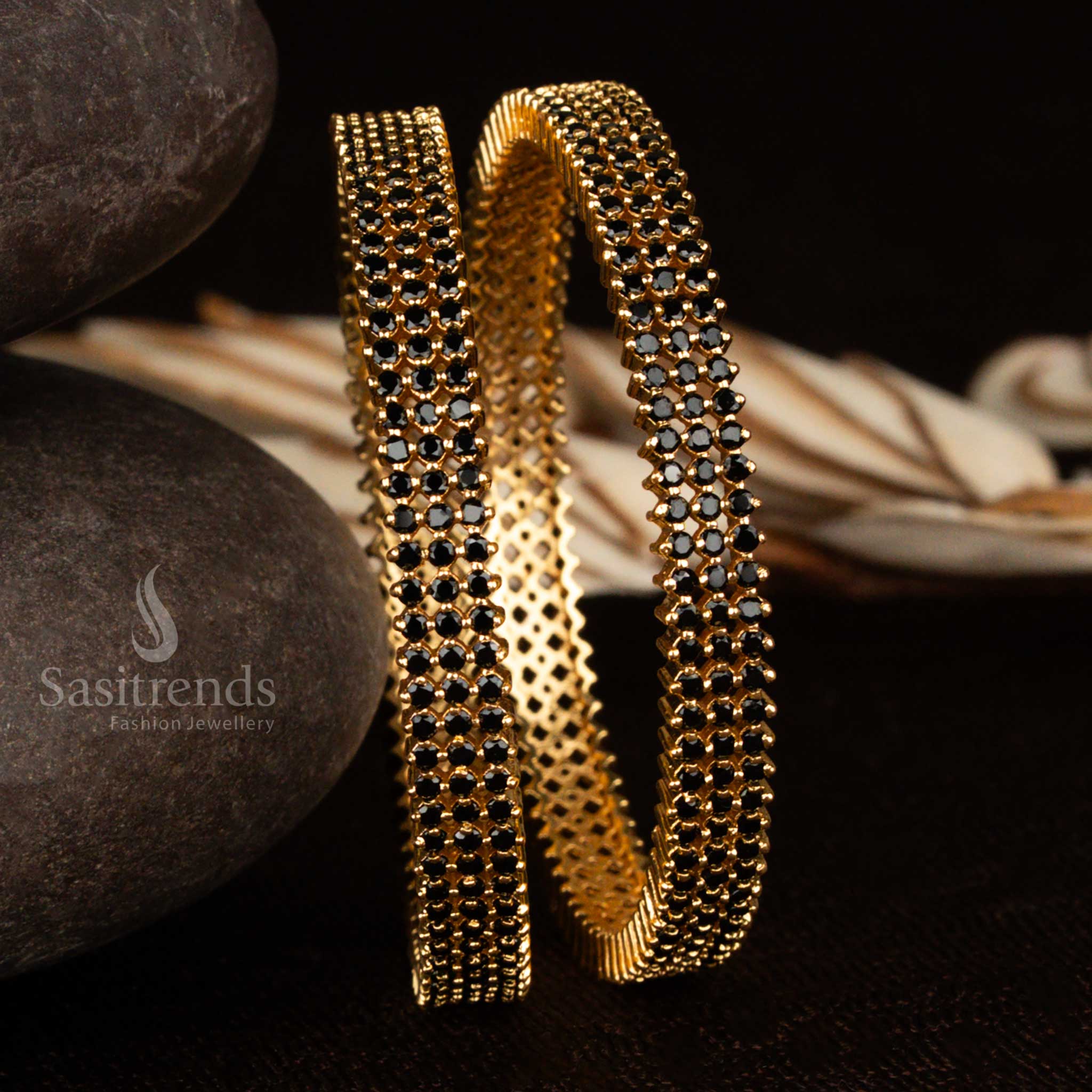 Three-Line American Diamond 1-Year Guaranteed Micro Gold Plated Bangles - Sasitrends - Image 12