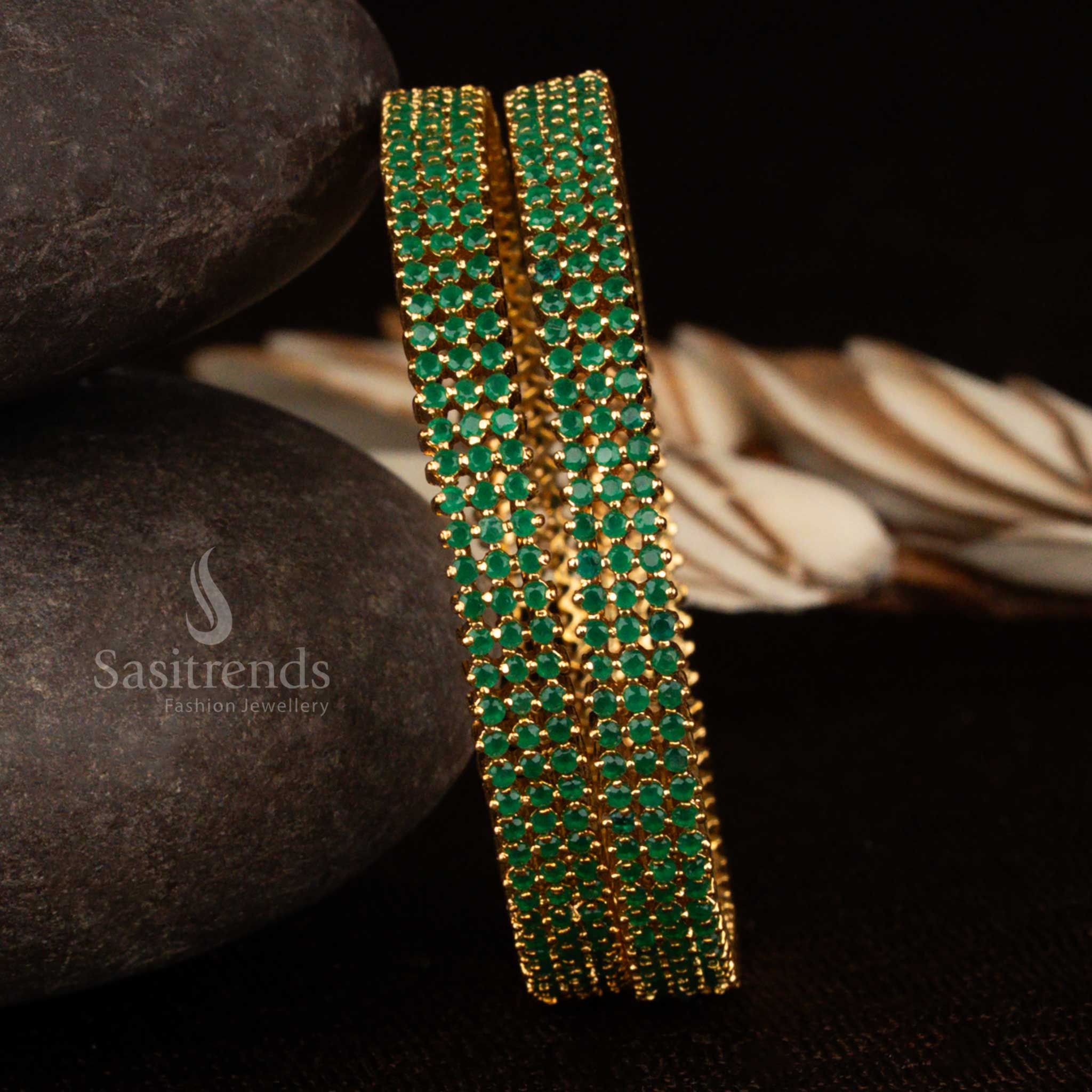 Three-Line American Diamond 1-Year Guaranteed Micro Gold Plated Bangles - Sasitrends - Image 16