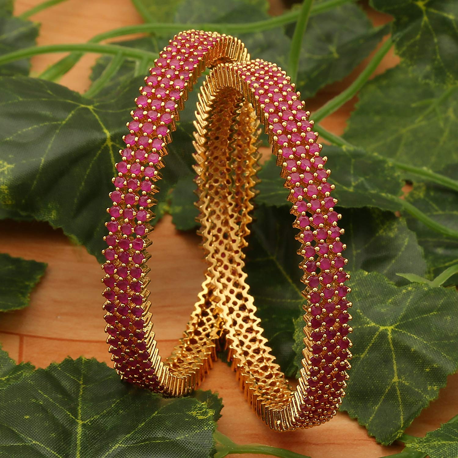 Three-Line American Diamond 1-Year Guaranteed Micro Gold Plated Bangles - Sasitrends - Image 3