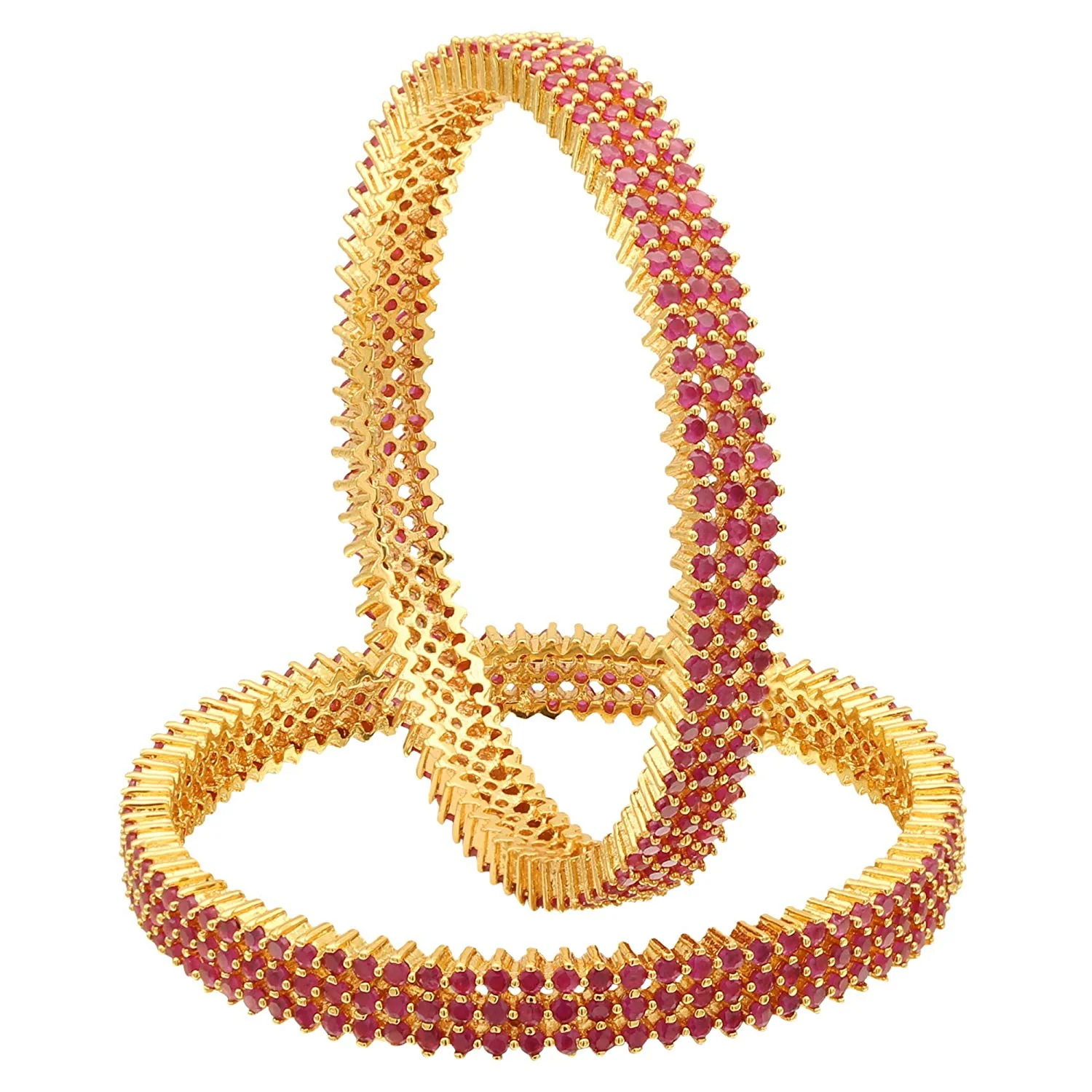 Three-Line American Diamond 1-Year Guaranteed Micro Gold Plated Bangles - Sasitrends - Image 4