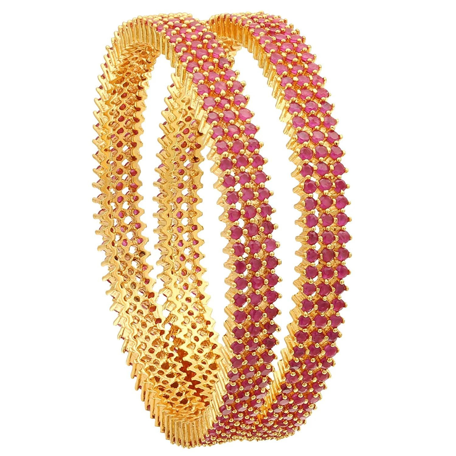 Three-Line American Diamond 1-Year Guaranteed Micro Gold Plated Bangles - Sasitrends - Image 6