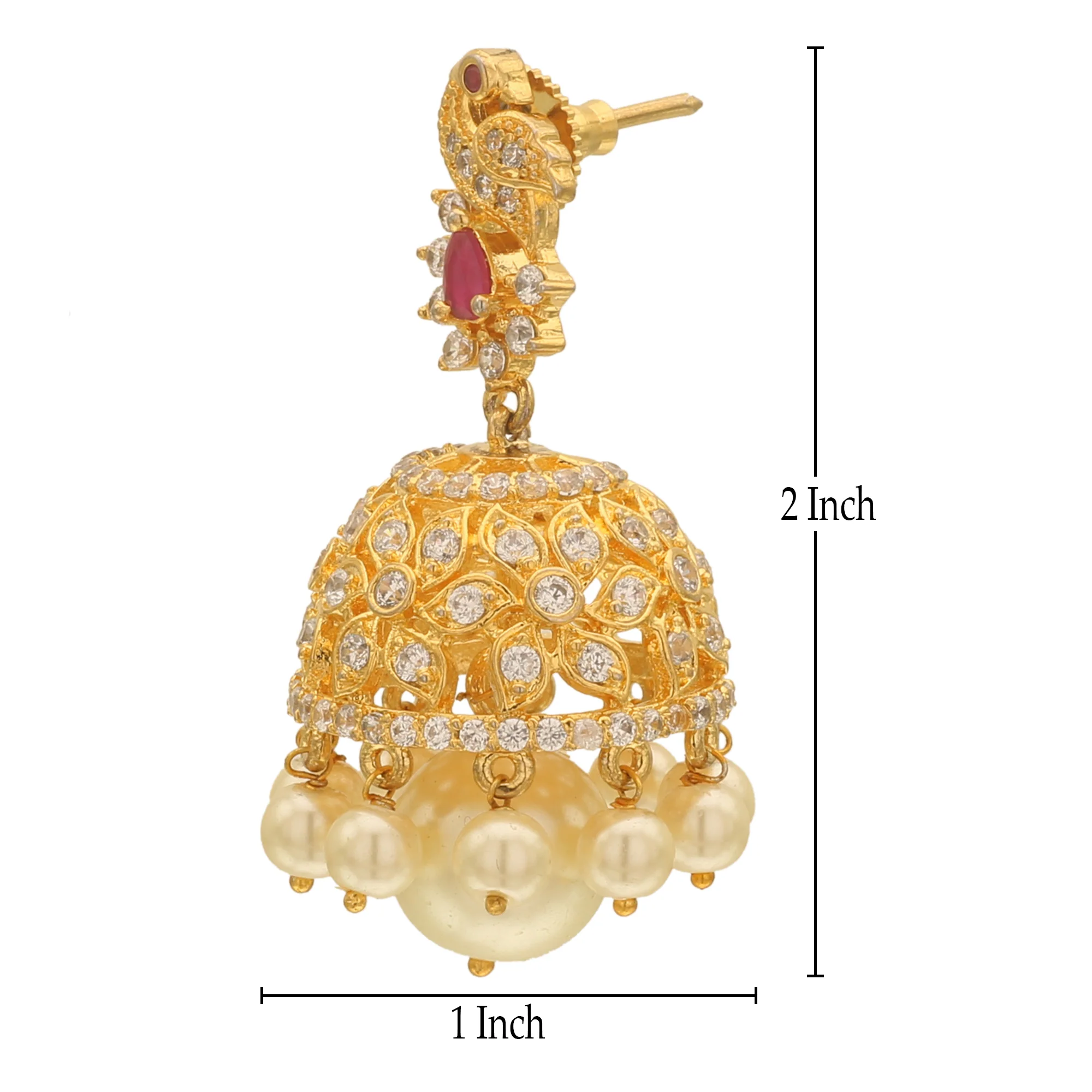 American Diamond Micro Gold Plated Long Jhumkas Earrings - Sasitrends - Image 4