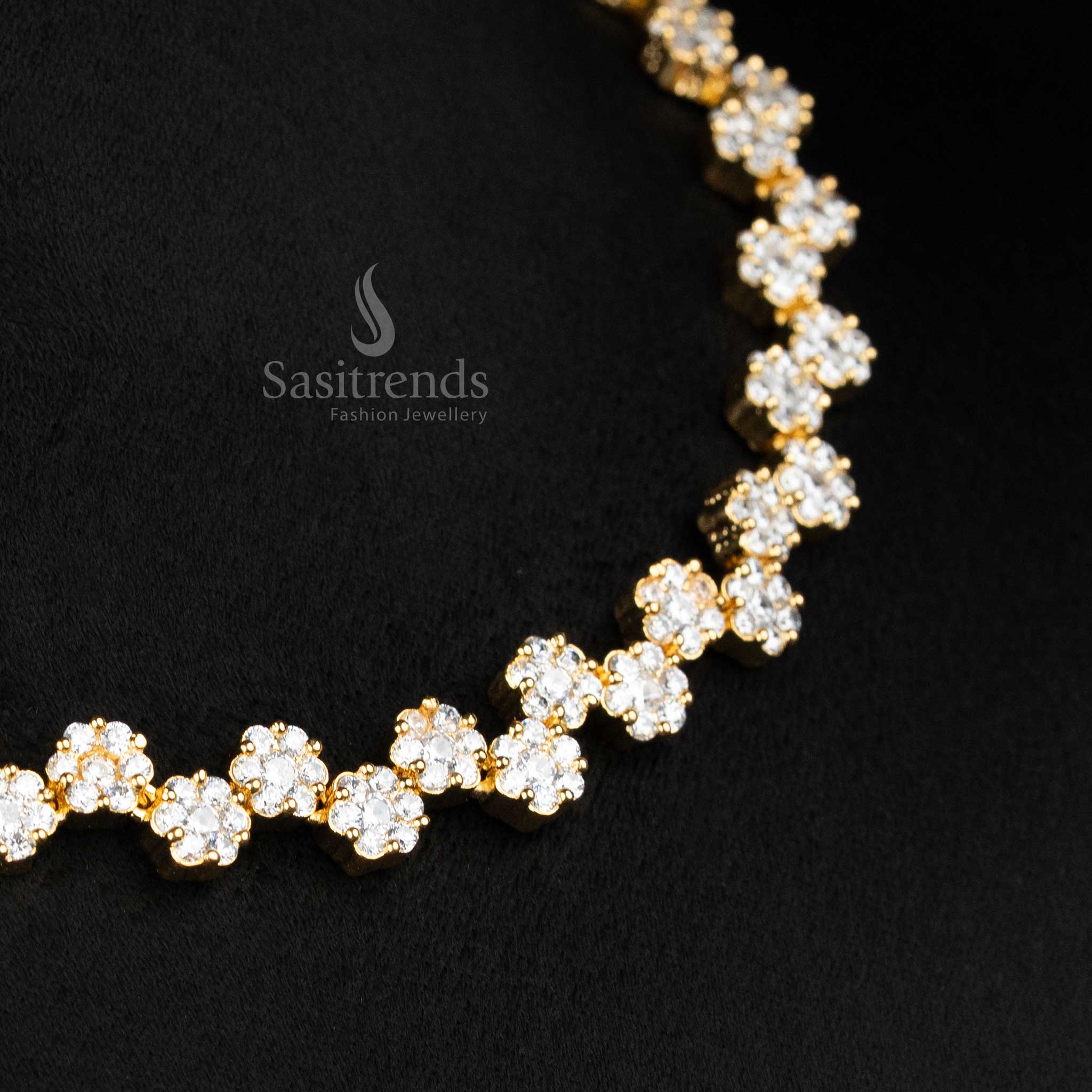 Stunning American Diamond Stone Necklace Jewellery Set for Women and Girls - Sasitrends - Image 3