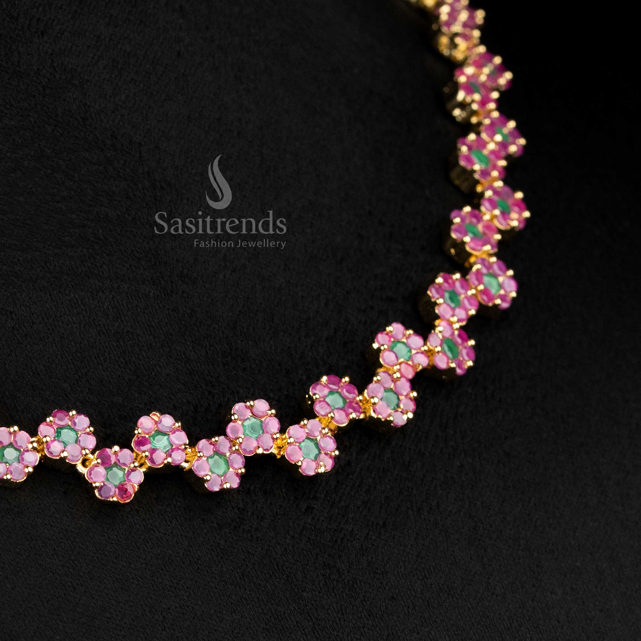 Stunning American Diamond Stone Necklace Jewellery Set for Women and Girls - Sasitrends - Image 6