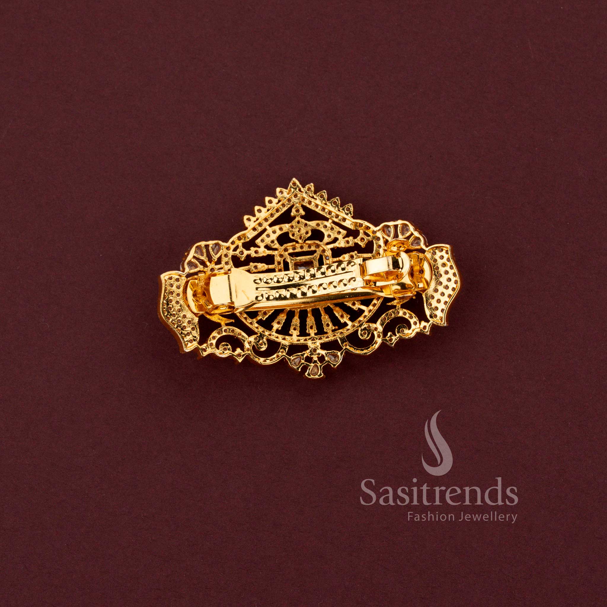 Elegant American Diamond Elephant Design Hair Clip with Multi Colors- Sasitrends - Image 6