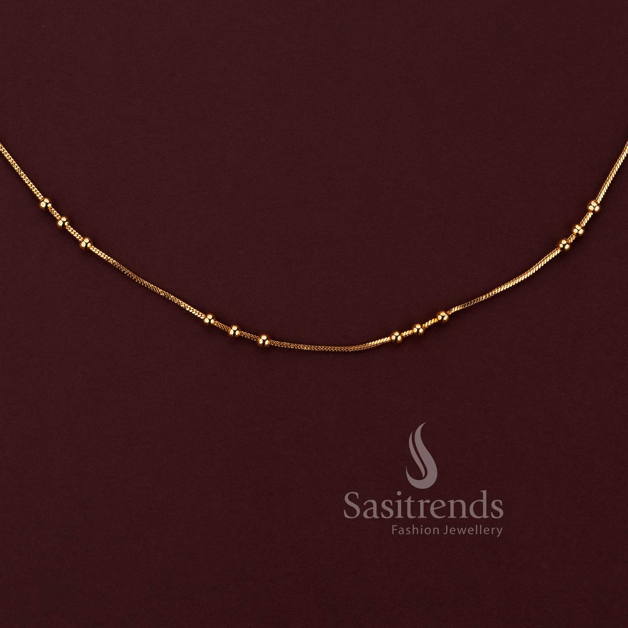 Stunning Traditional Antique Gold Plated Sleek Multi-Bead Chain Hipbelt - Sasitrends - Image 2