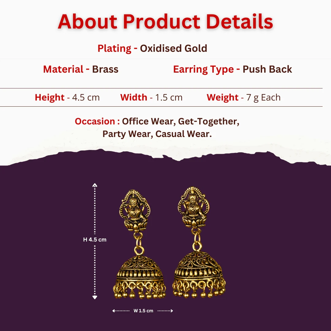 Oxidised Antique Gold Finish Jhumka Earrings Collection - Sasitrends - Image 2