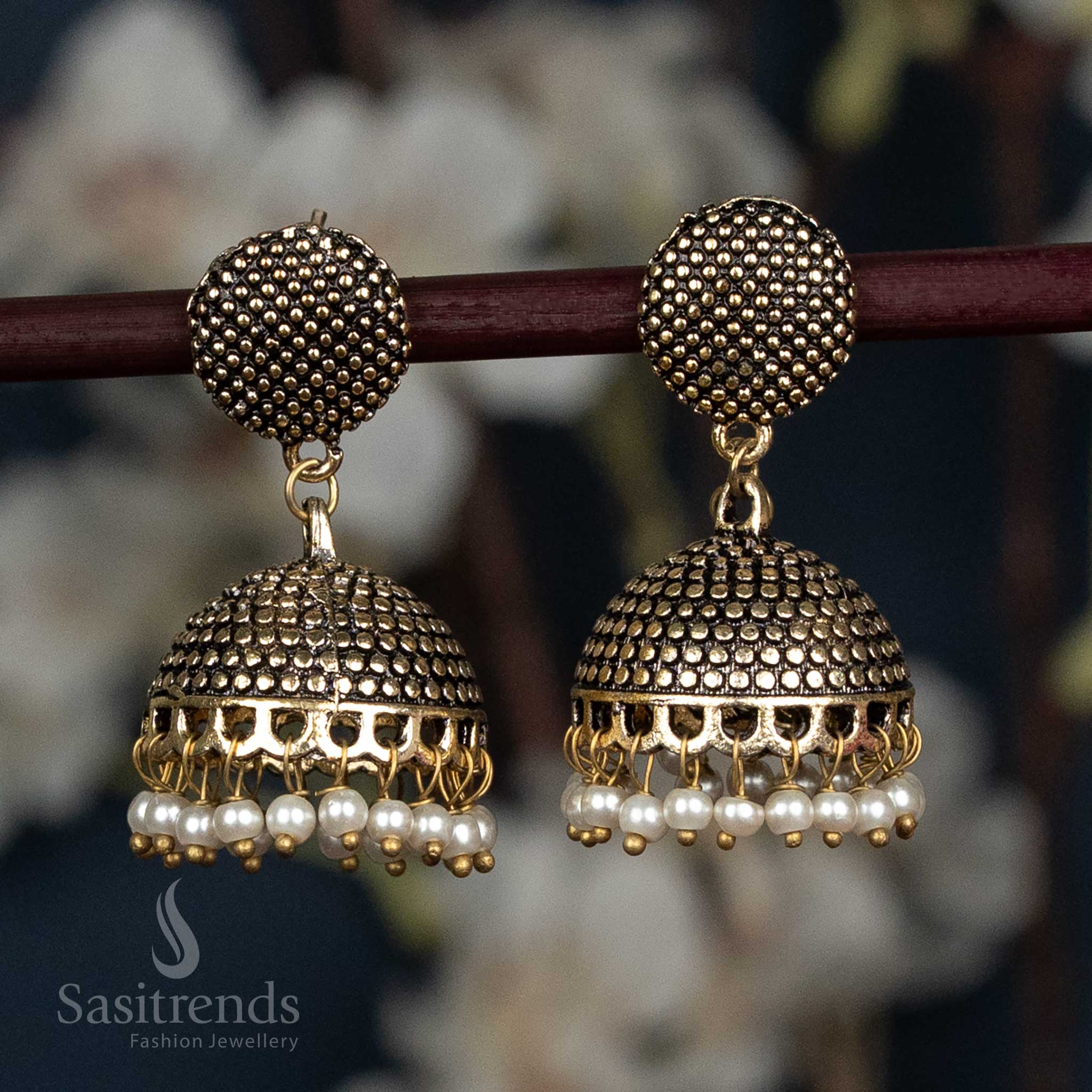 Oxidised Antique Gold Finish Jhumka Earrings Collection - Sasitrends - Image 7
