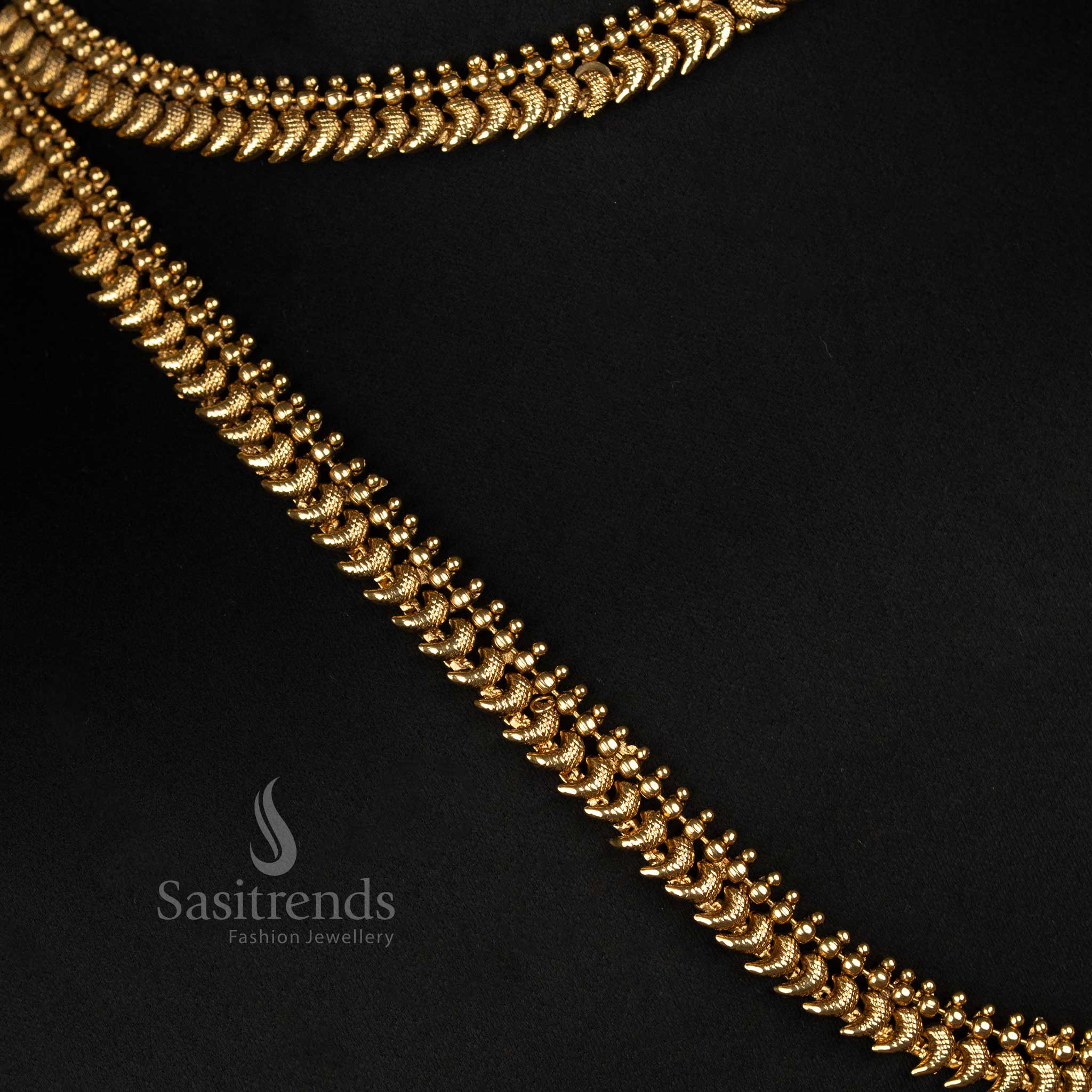 New Antique Gold Traditional Wear Long and Short Necklace Combo Jewellery Set for Women - Latest Design | Sasitrends - Image 3
