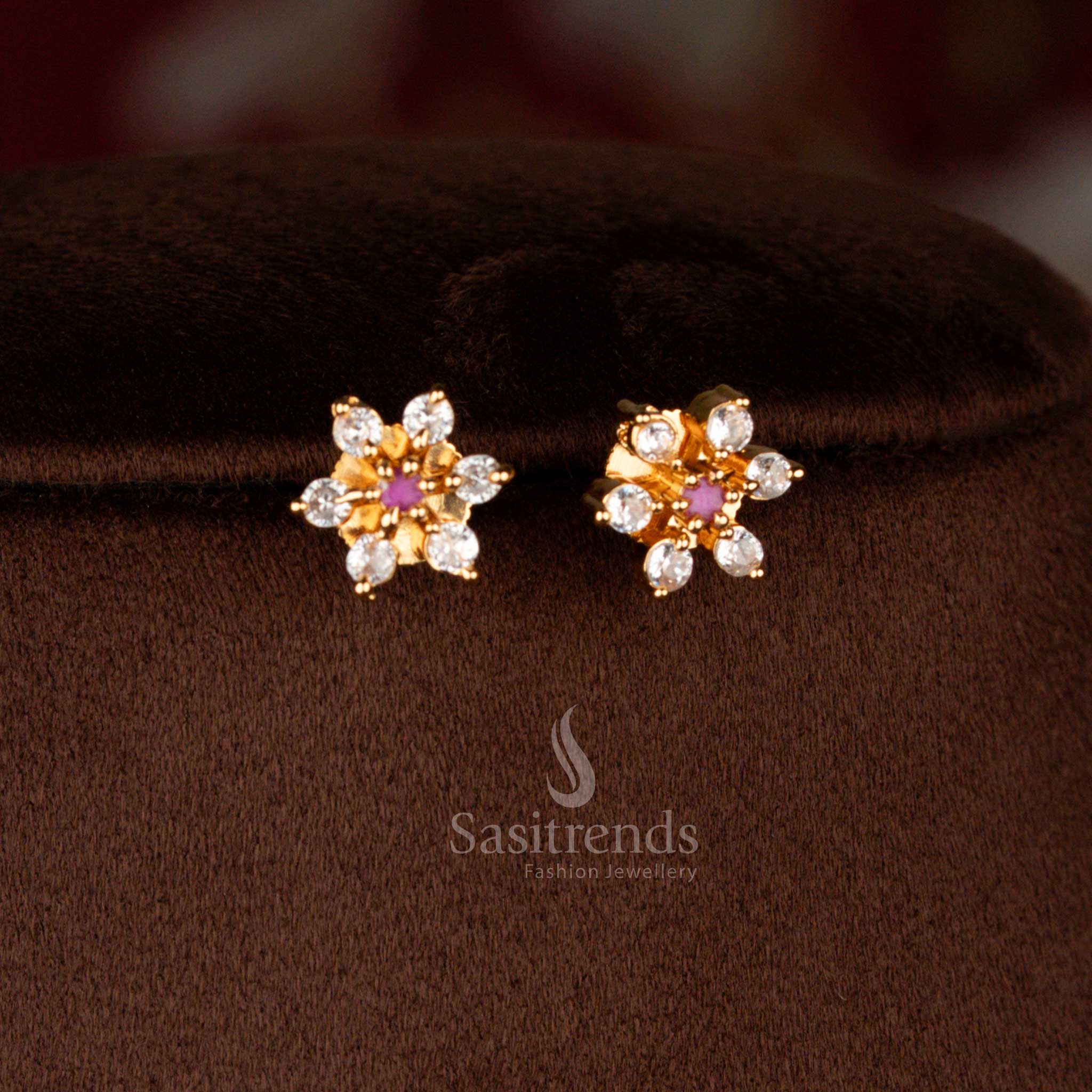 Amazing Micro Gold Plated Floral Short & Long Necklace Jewellery Set with American Diamond Stones | One Gram Guaranteed Festive Wear - Image 17
