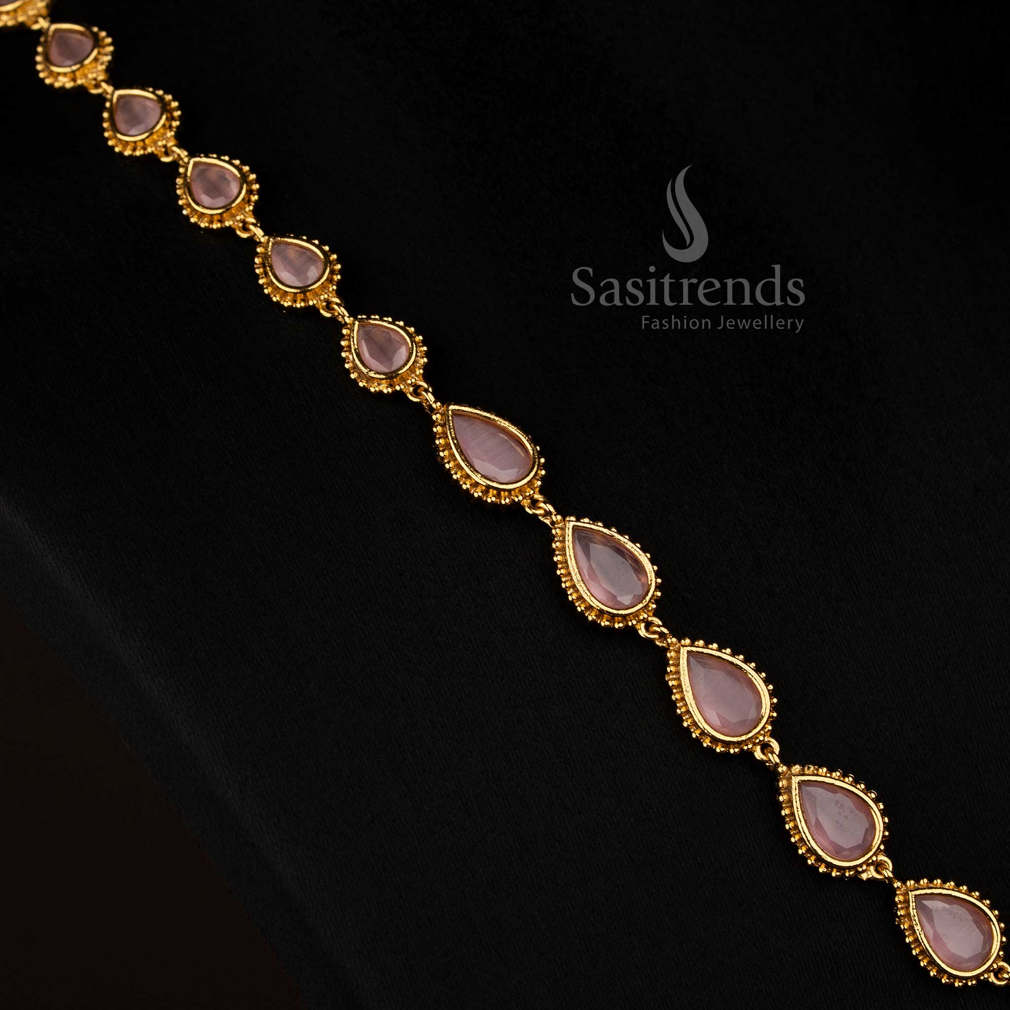 Attractive Matte Gold Plated American Diamond Teardrop Stone Square Motif Short & Long Necklace Jewellery Set for Festive Occasion Wear - Image 15