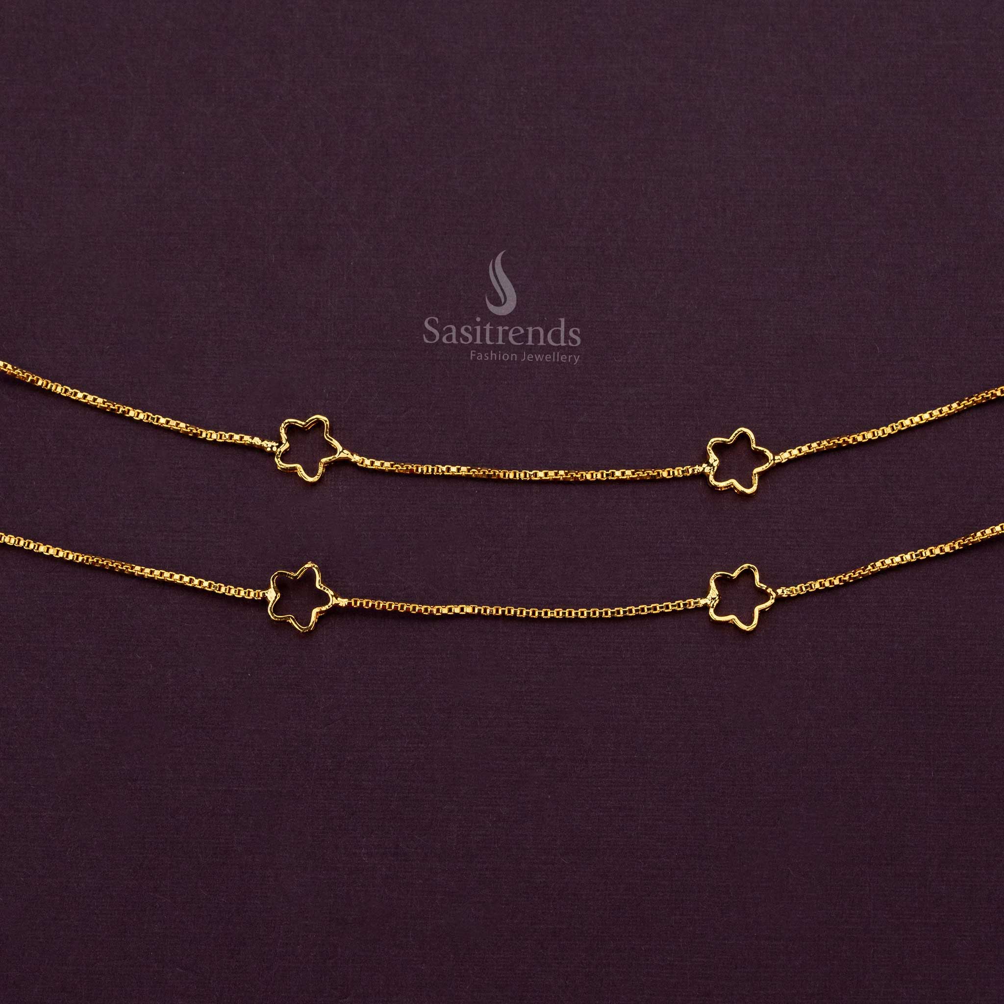 Elegant Star Charm Micro Gold Plated Long Anklets - Sasitrends - Image 3