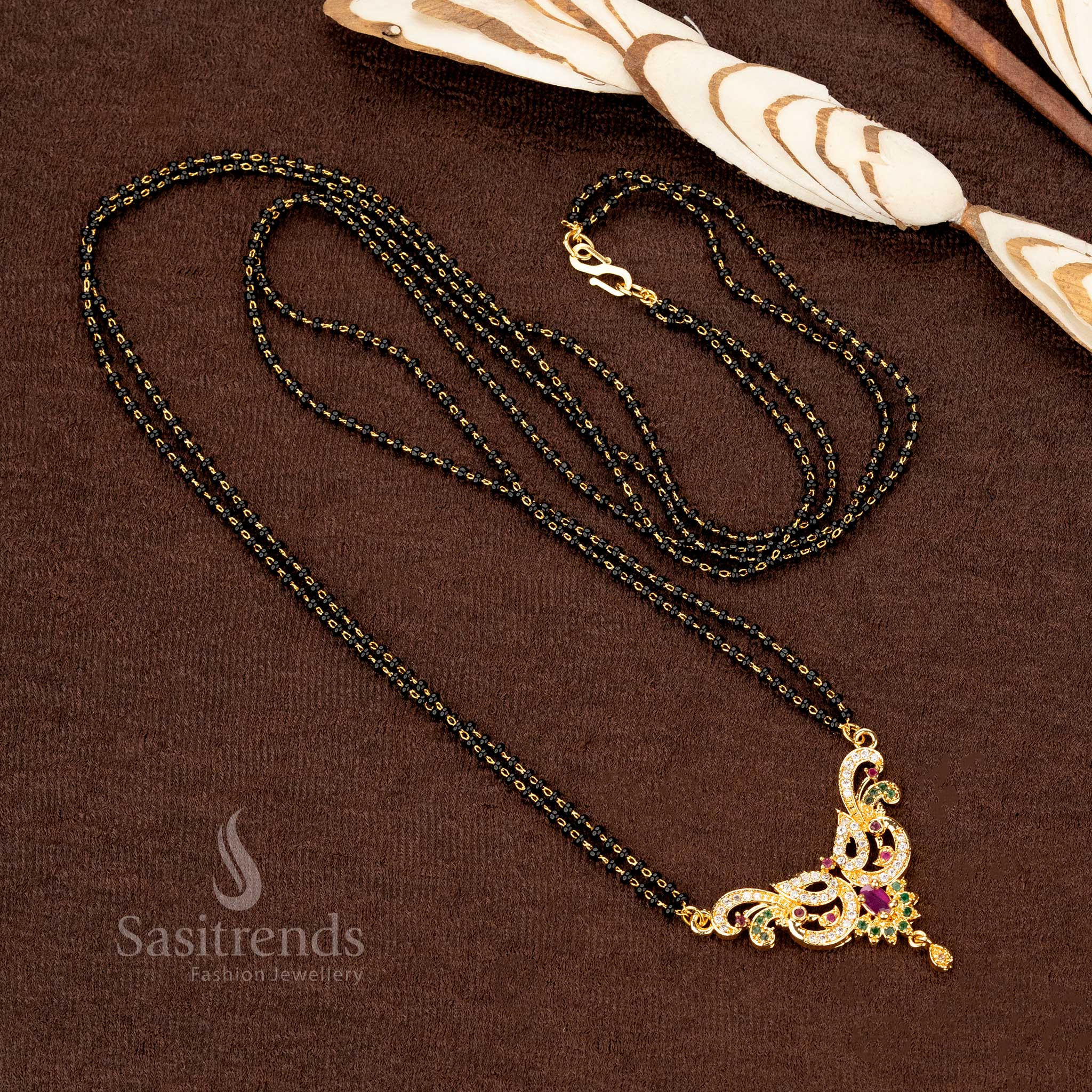 Guaranteed Collection of Micro Gold Plated Jewellery Mangalsutra 24 Inches Black Beads Chain  For Traditional & Festive Wear - Sasitrends - Image 18