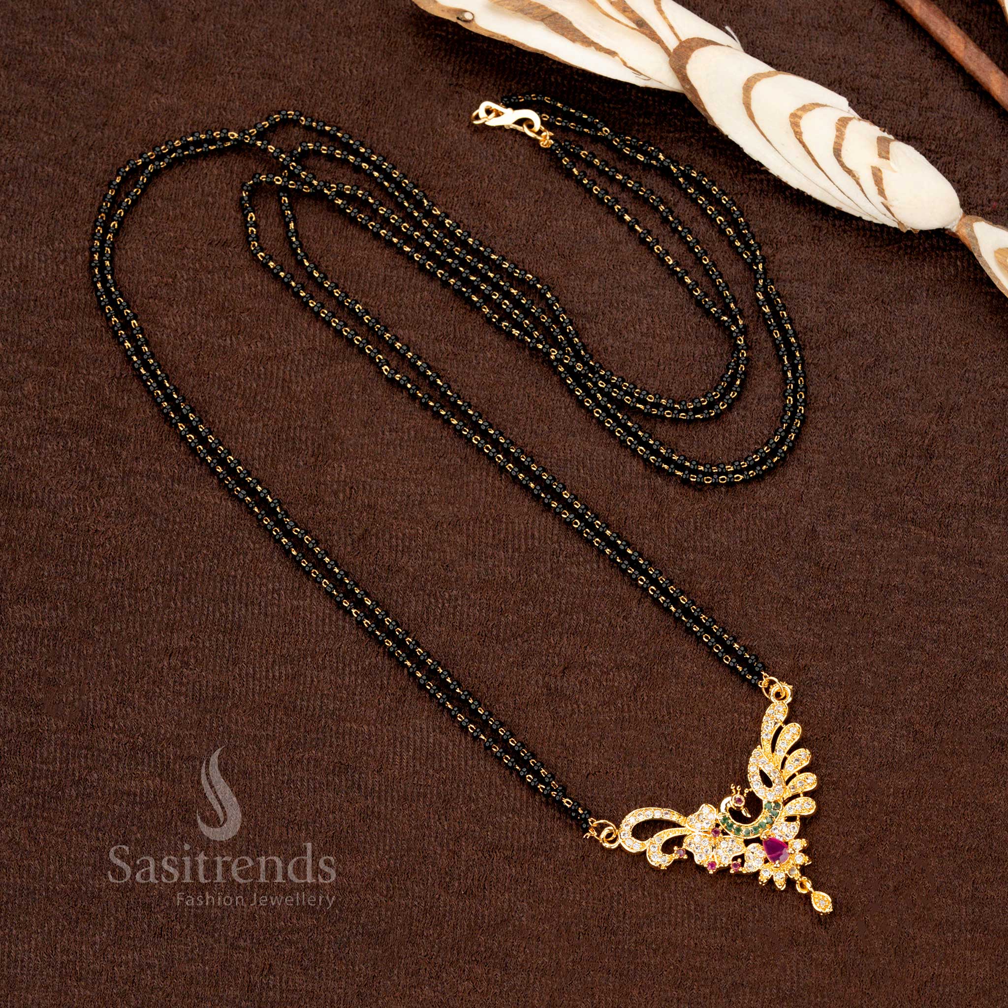 Guaranteed Collection of Micro Gold Plated Jewellery Mangalsutra 24 Inches Black Beads Chain  For Traditional & Festive Wear - Sasitrends - Image 6