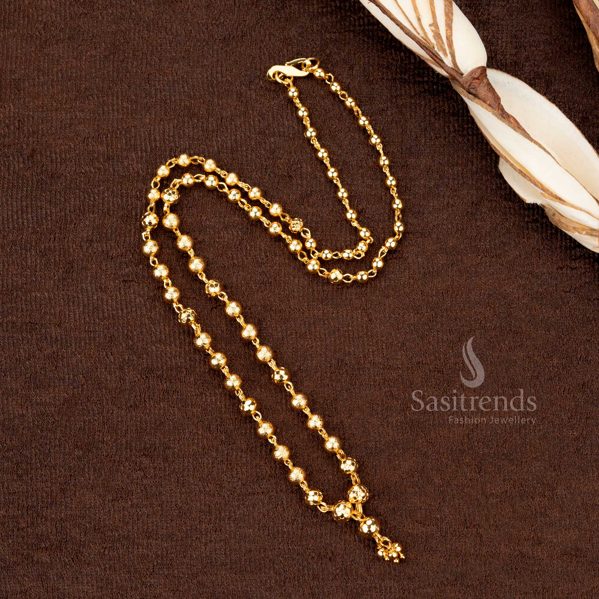 Guaranteed to Look Like Real Gold Collection of Micro Gold Plated Ball Pattern 18 Inches Necklace For Traditional and Festive Wear - Sasitrends - Image 11