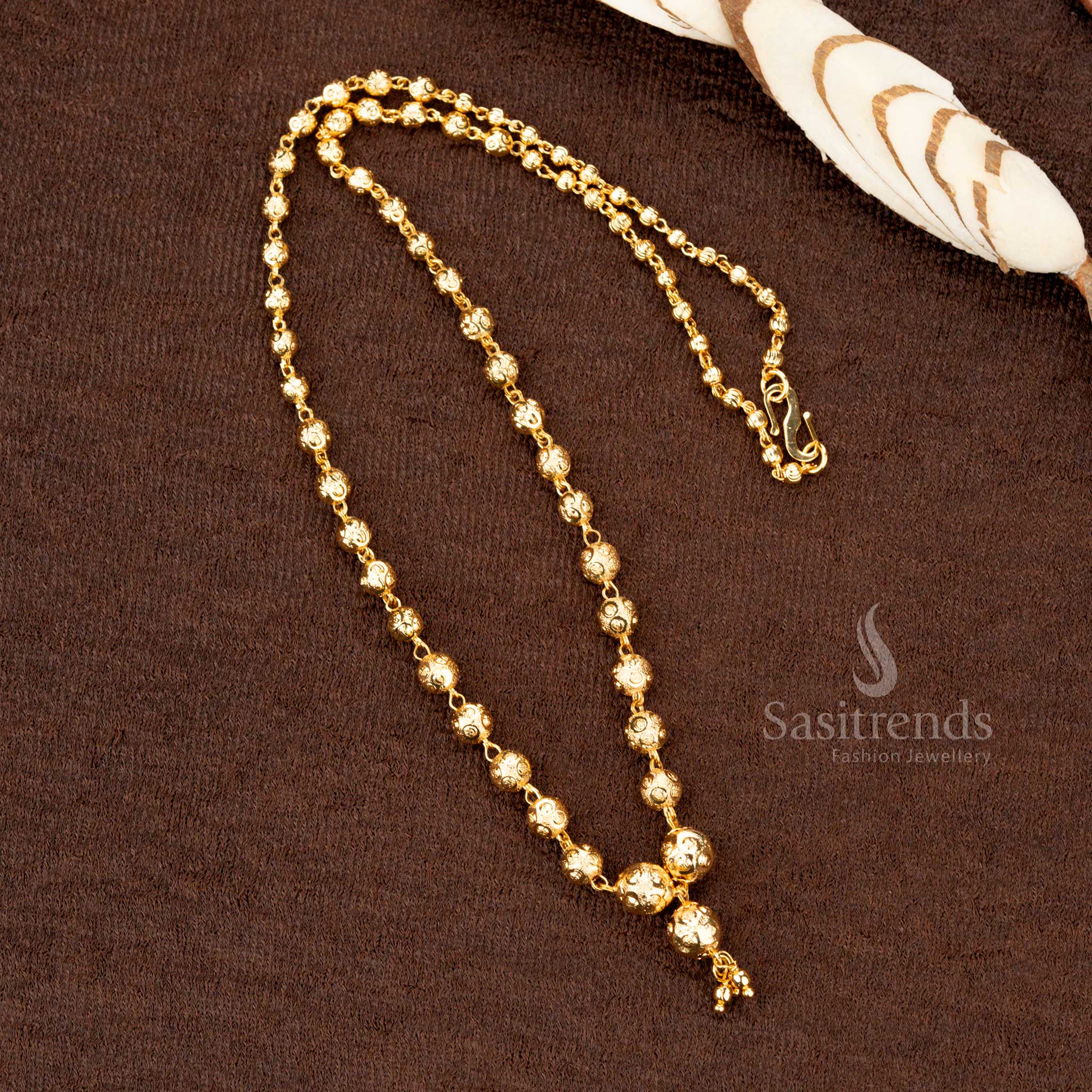 Guaranteed to Look Like Real Gold Collection of Micro Gold Plated Ball Pattern 18 Inches Necklace For Traditional and Festive Wear - Sasitrends - Image 3