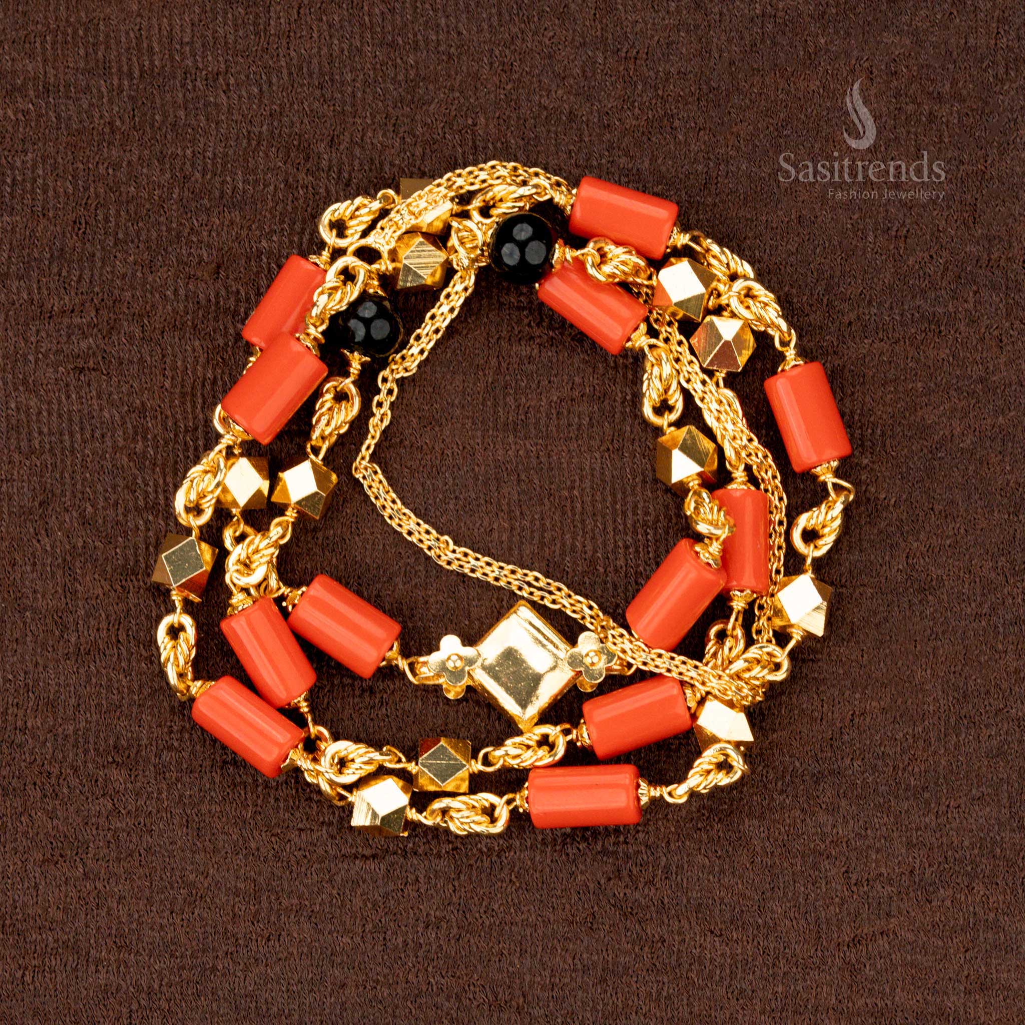 Elegant Micro Gold Plated Mangalorean Guaranteed Traditional Chain with Intricate Beaded and Twisted Rope Design - Sasitrends - Image 4