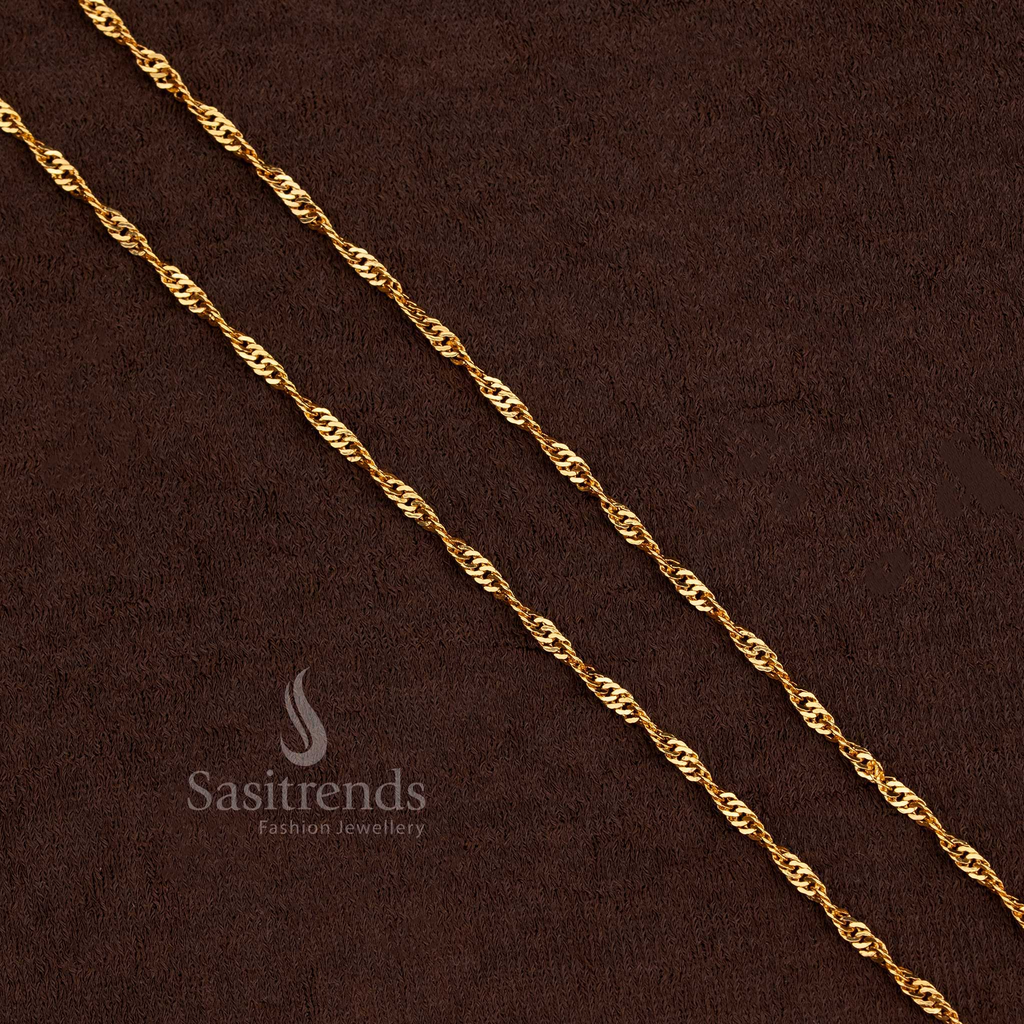 Stylish  Guaranteed to Look Like Real Gold  Micro Gold Plated Traditional Twisted Rope Chain For Festive Wear - Sasitrends - Image 6