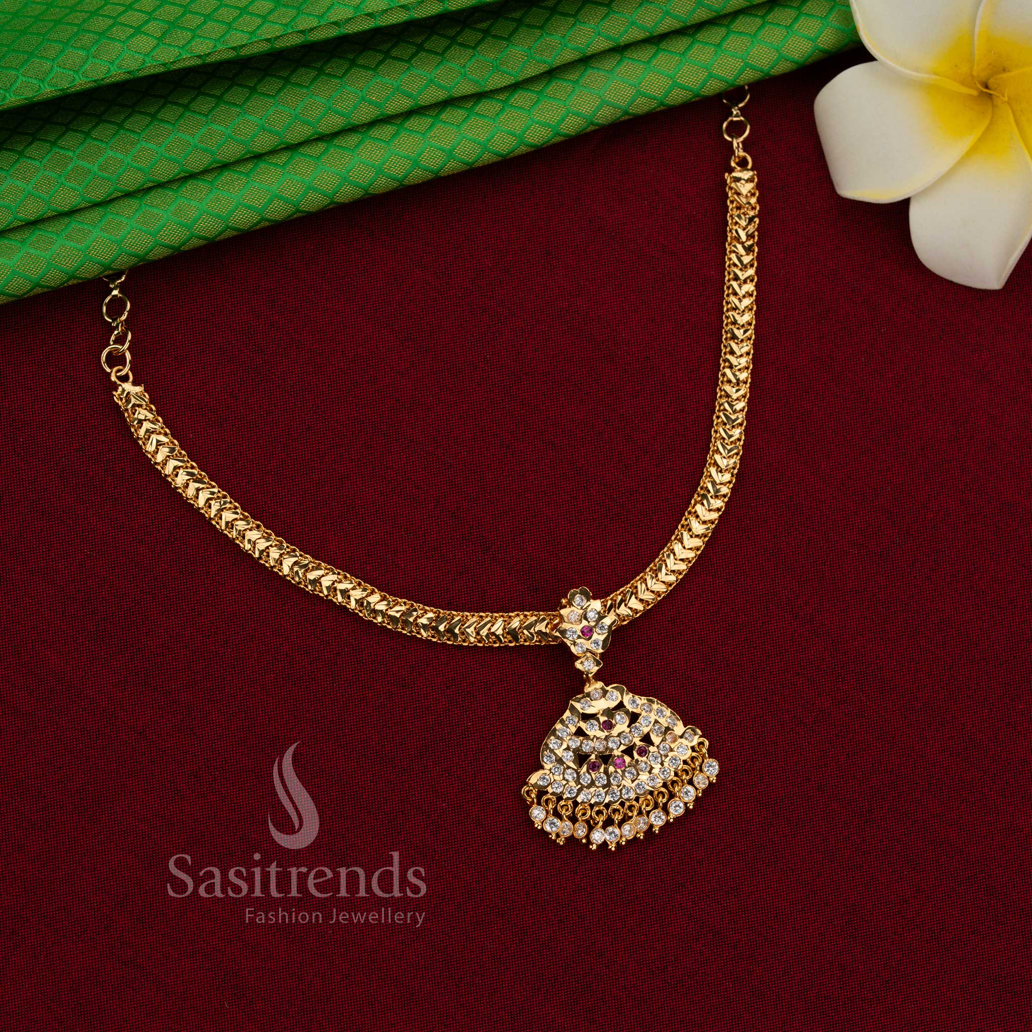 Traditional Impon Micro Gold Plated Gati Heart Chain with Different Designs of Pendant Necklace – Guaranteed with 24 Carat Pure Gold Look - Image 2