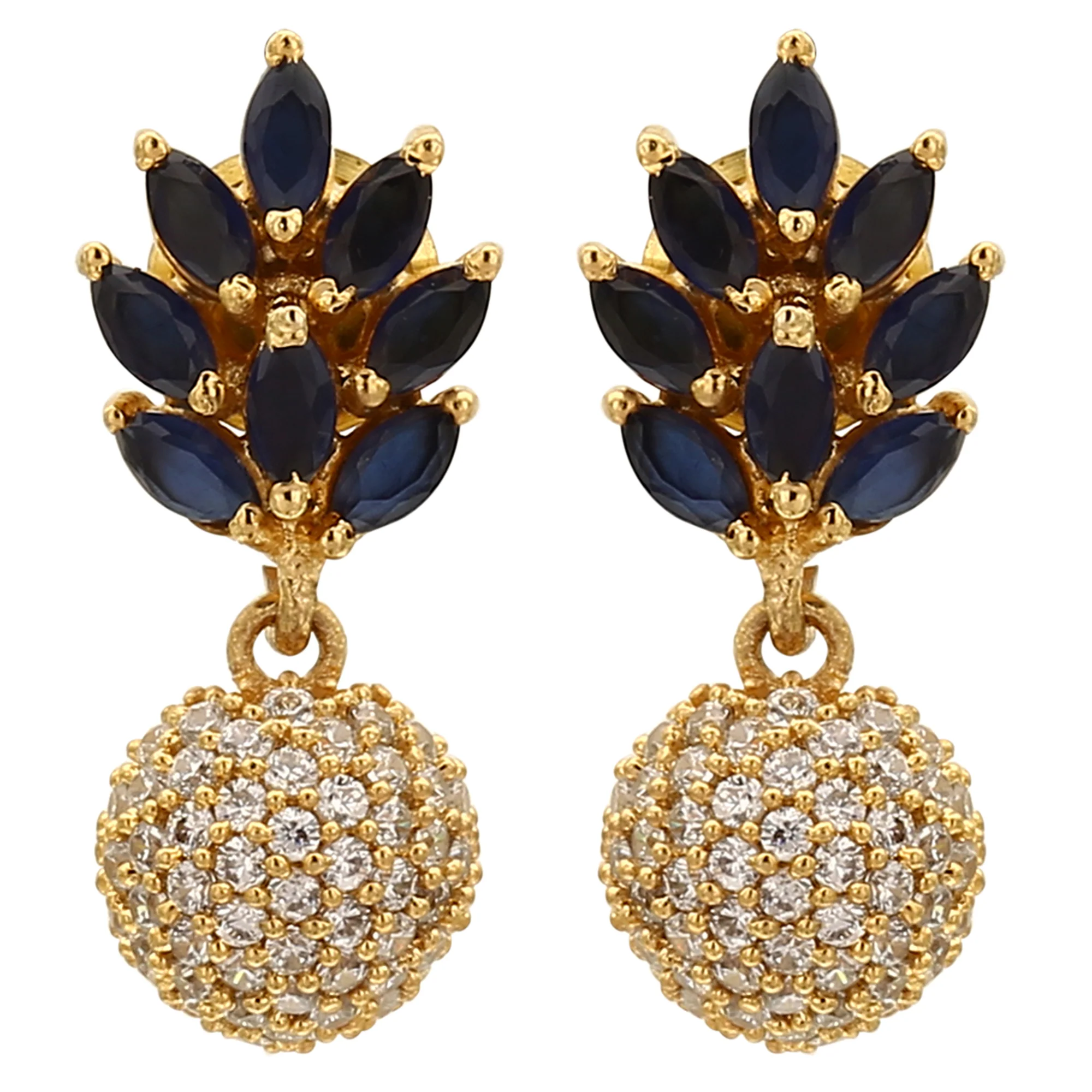 American Diamond Matte Gold Plated Bloom Cluster Stud Earrings for Women - Sasitrends - Image 10