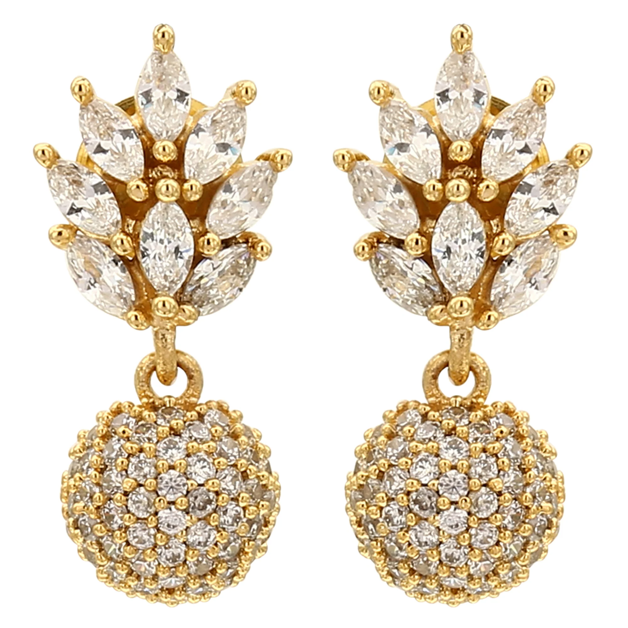 American Diamond Matte Gold Plated Bloom Cluster Stud Earrings for Women - Sasitrends - Image 11