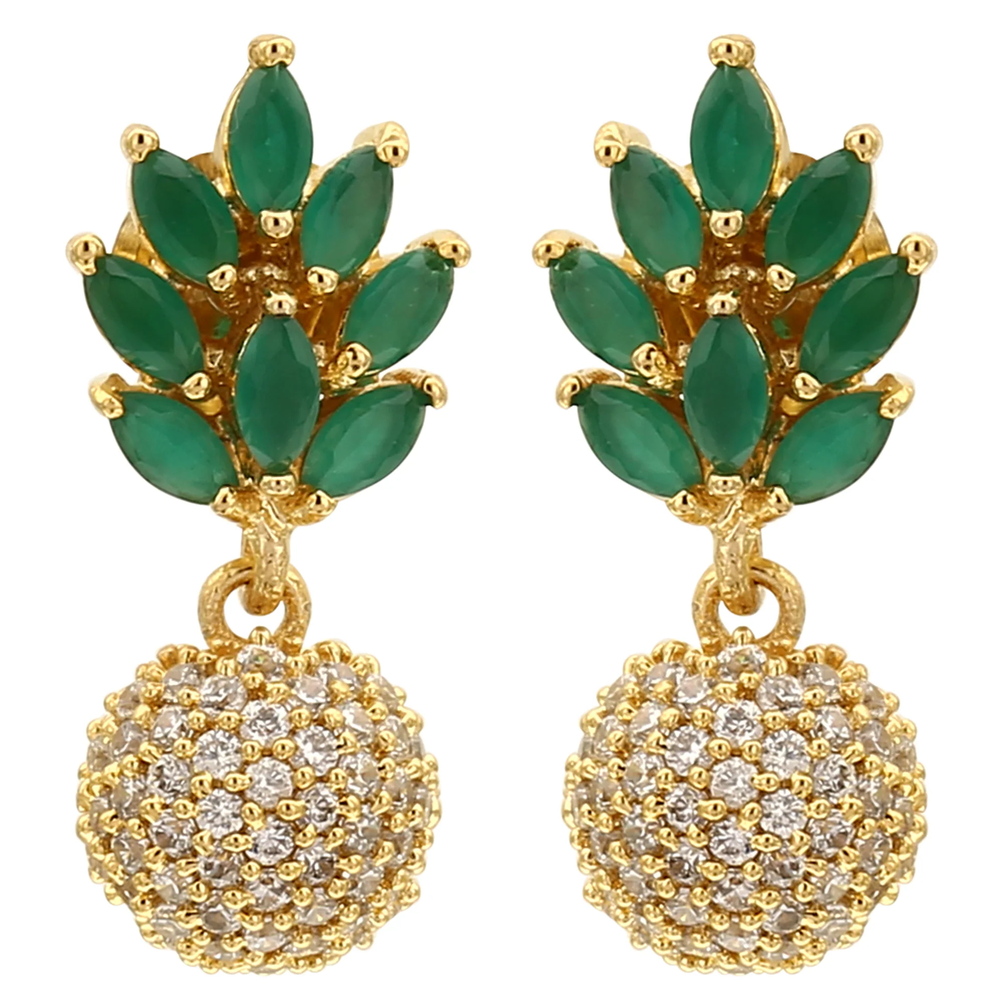 American Diamond Matte Gold Plated Bloom Cluster Stud Earrings for Women - Sasitrends - Image 12