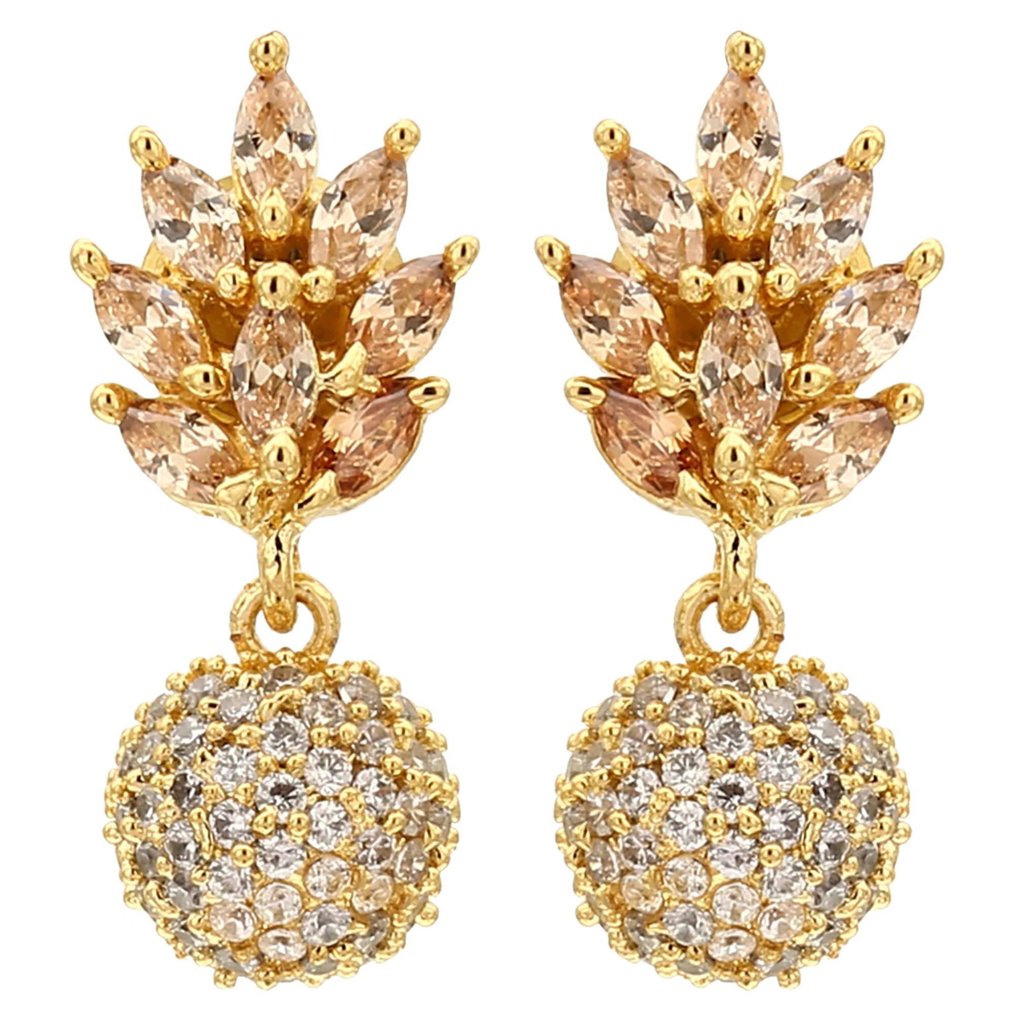 American Diamond Matte Gold Plated Bloom Cluster Stud Earrings for Women - Sasitrends - Image 15