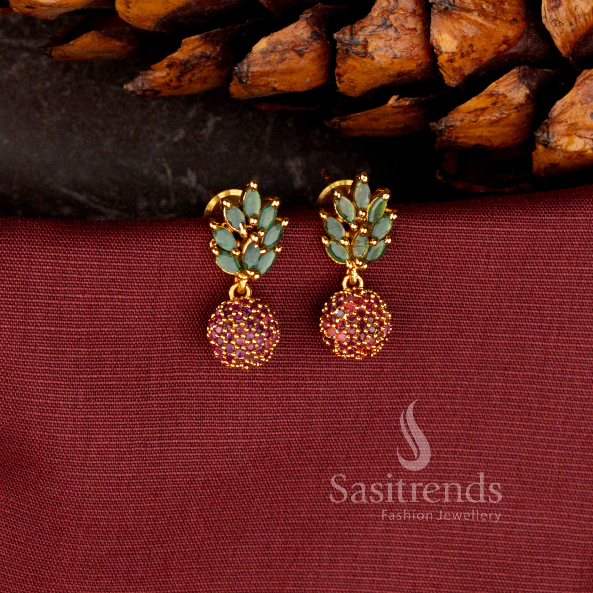 American Diamond Matte Gold Plated Bloom Cluster Stud Earrings for Women - Sasitrends - Image 5