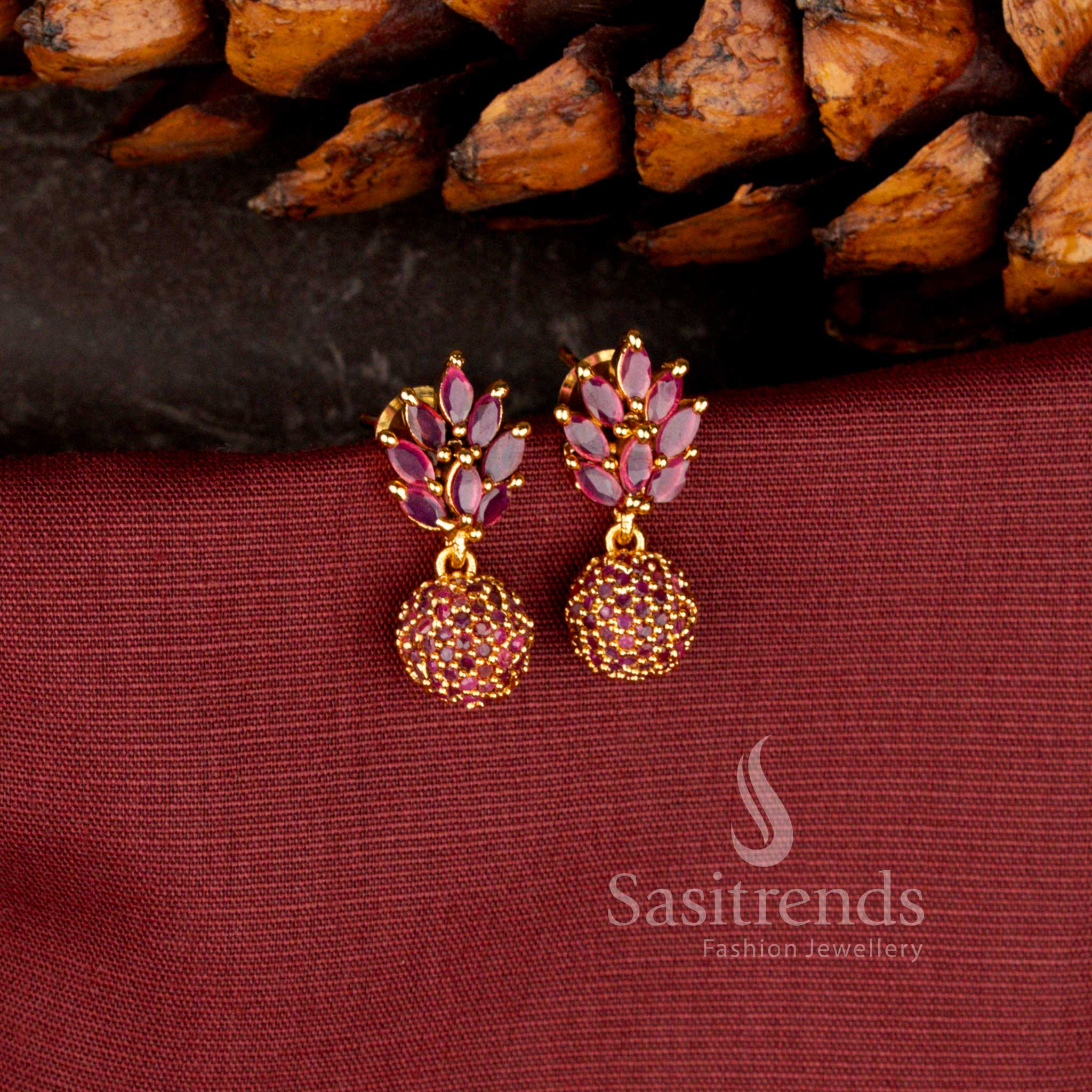 American Diamond Matte Gold Plated Bloom Cluster Stud Earrings for Women - Sasitrends - Image 6