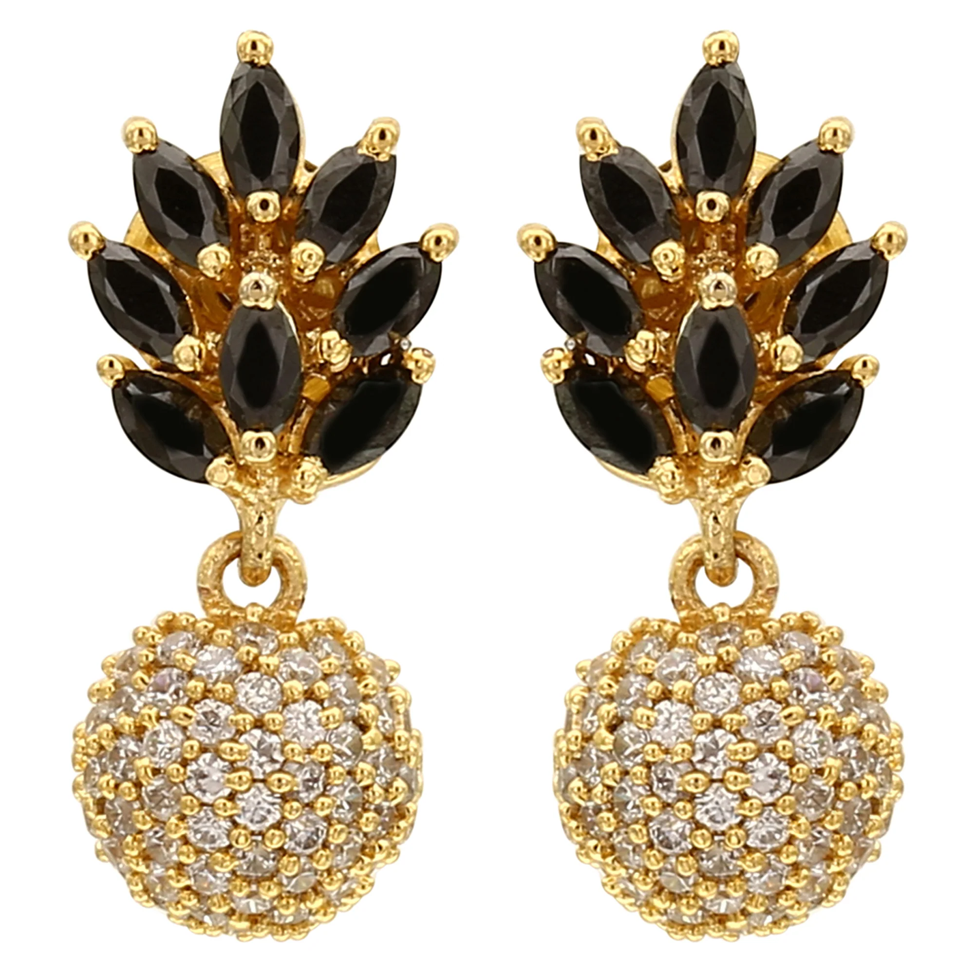 American Diamond Matte Gold Plated Bloom Cluster Stud Earrings for Women - Sasitrends - Image 8