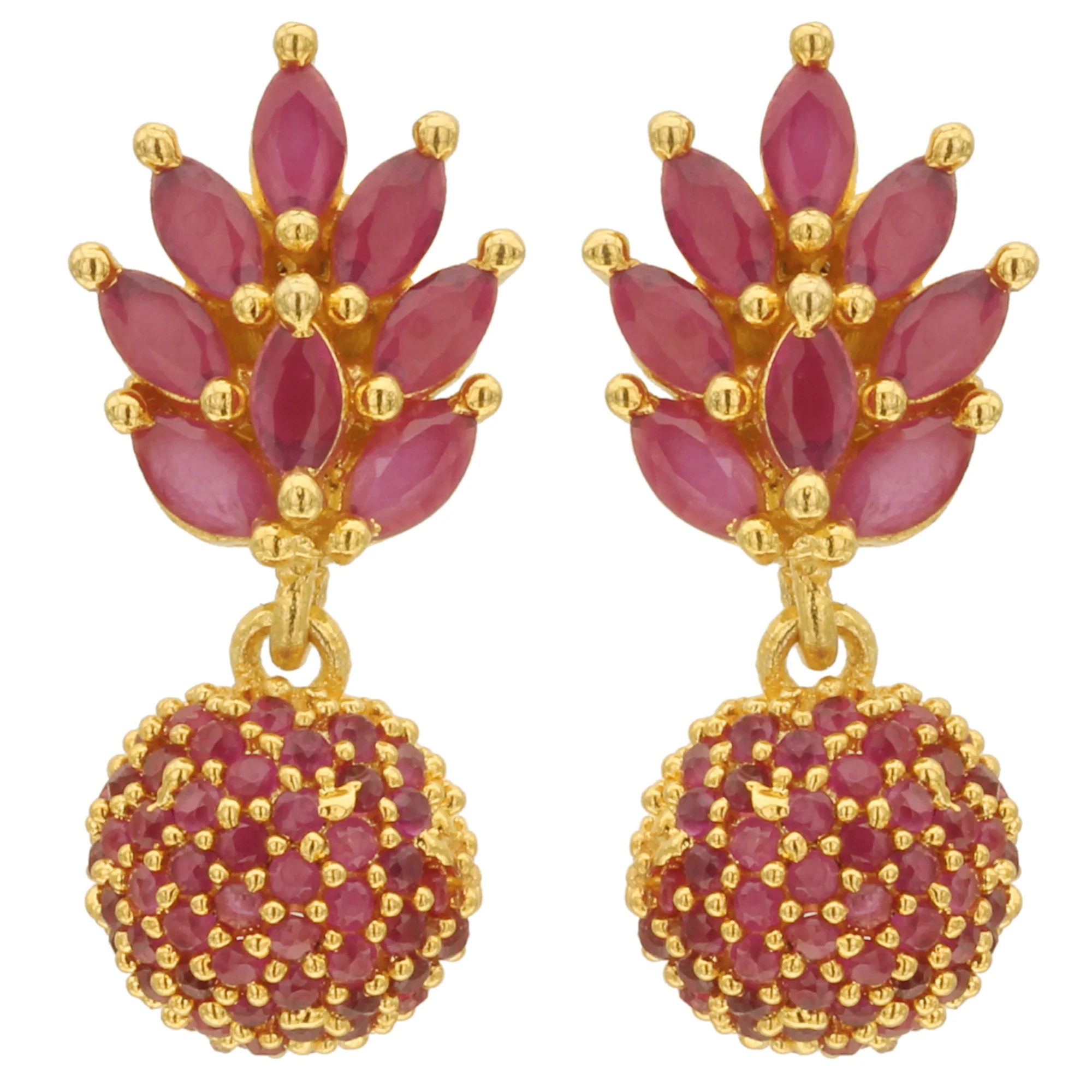 American Diamond Matte Gold Plated Bloom Cluster Stud Earrings for Women - Sasitrends - Image 9
