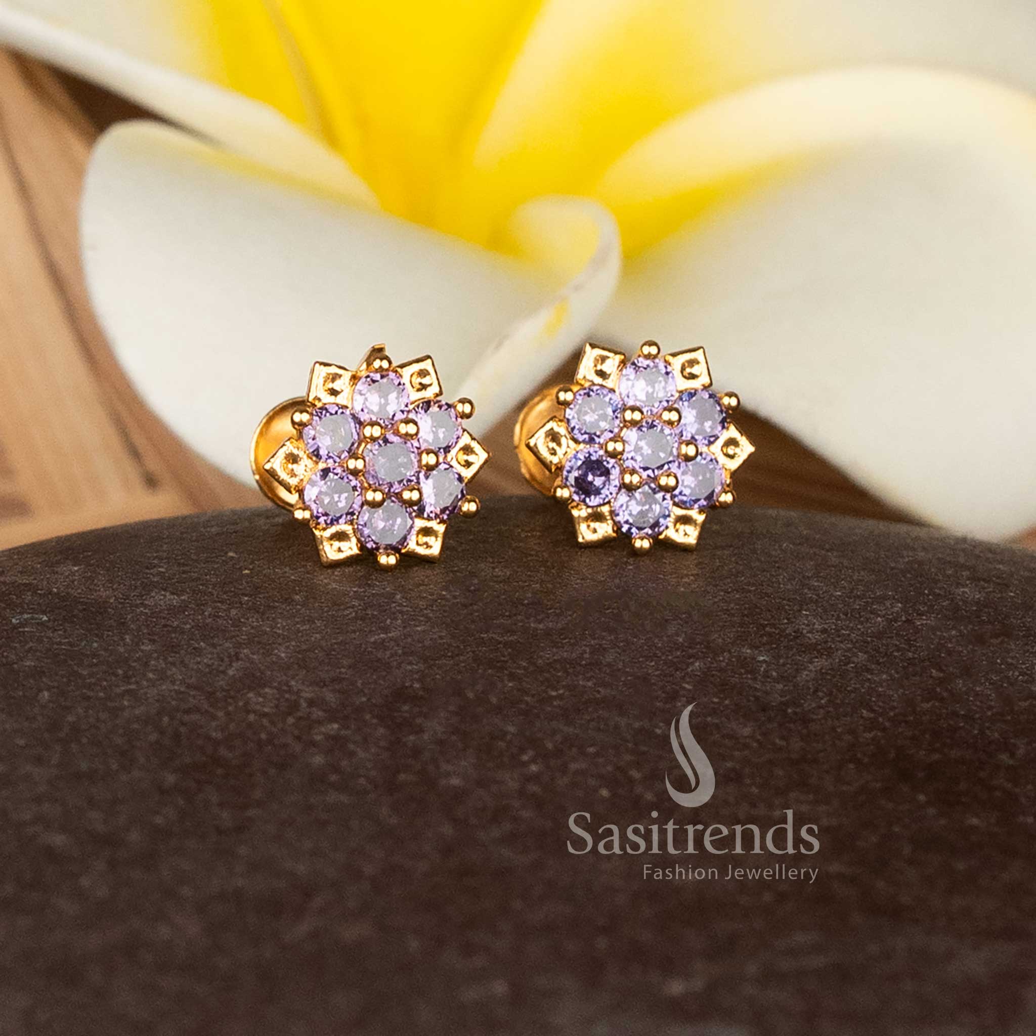 Celestial Traditional Micro Gold Plated AD Starburst Flower Stud Earrings for Festive and Wedding Wear – Guaranteed - Image 3