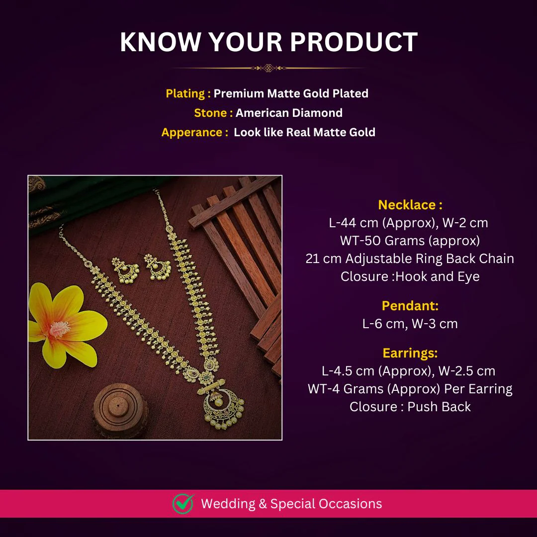 Divine Elegance: Bridal Lakshmi Coin & Chandbali Pendant Temple Matte Gold Plated Long Haram Necklace Jewellery Set - Image 2