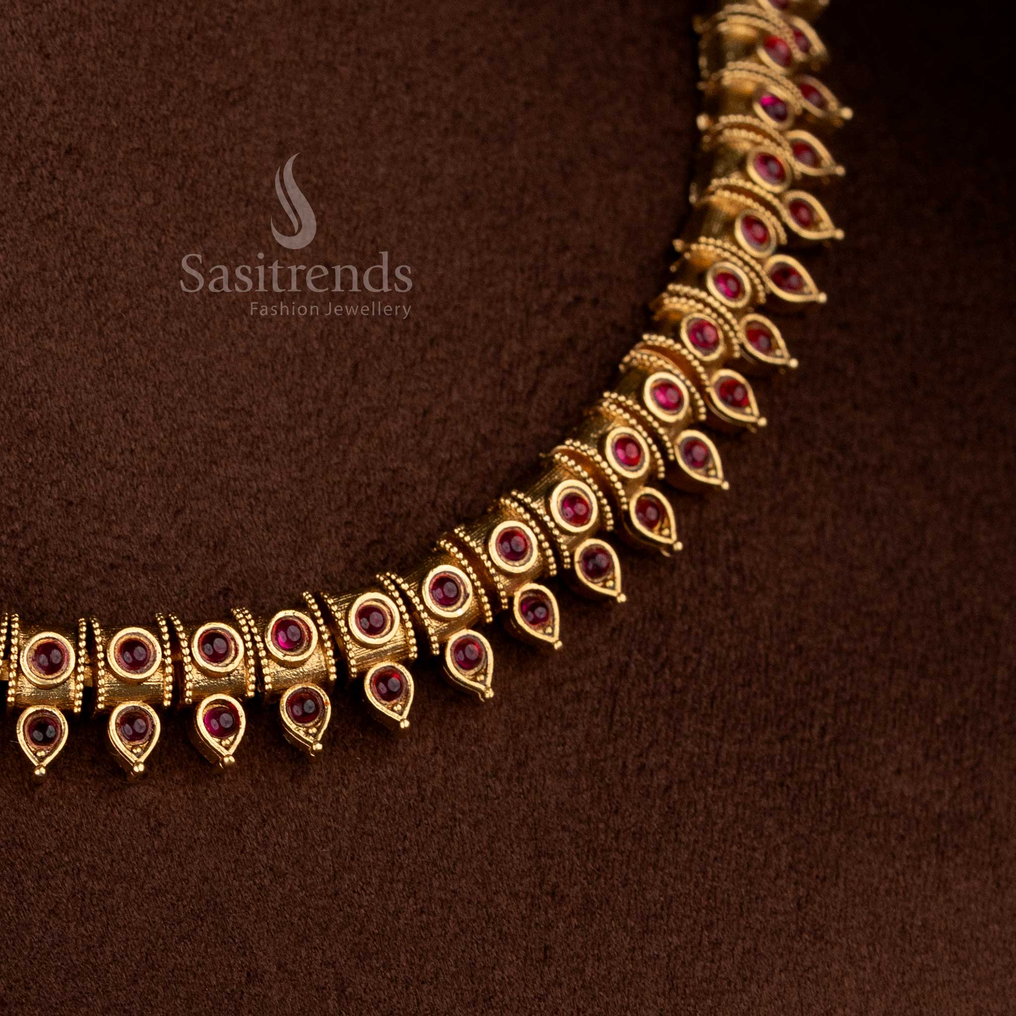 Wonderful Collection of Classic Antique Matte Gold Plated Designer Necklace Jewellery Set for Festive & Traditional Celebrations - Image 18