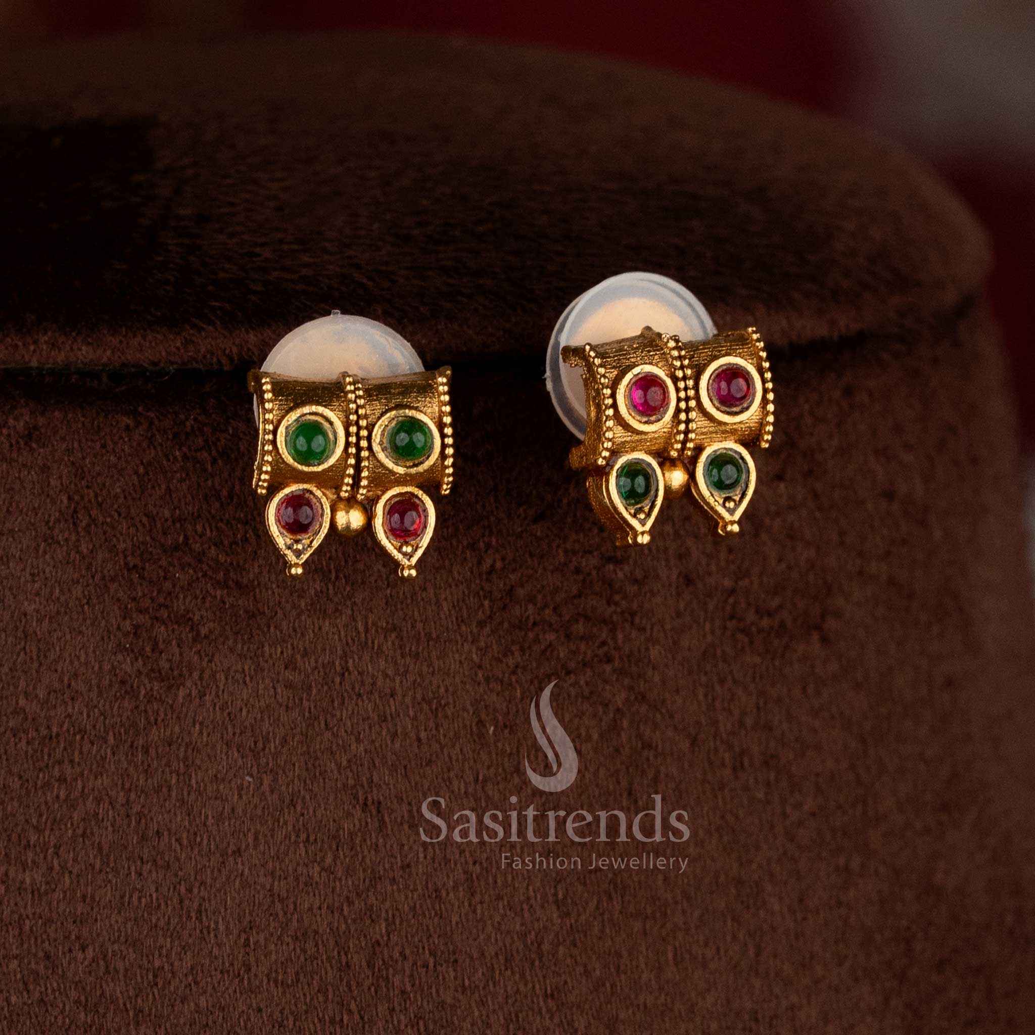 Wonderful Collection of Classic Antique Matte Gold Plated Designer Necklace Jewellery Set for Festive & Traditional Celebrations - Image 23