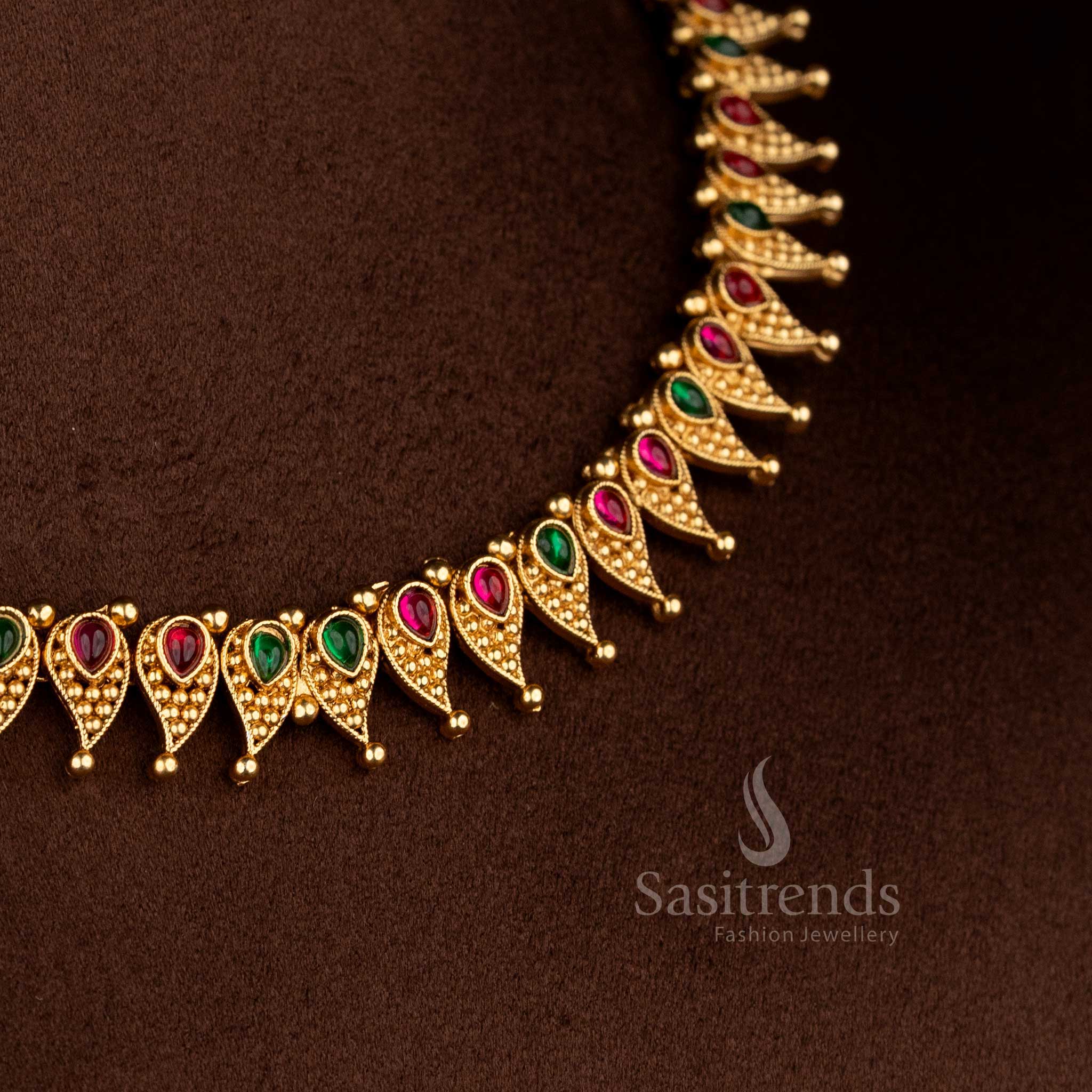 Wonderful Collection of Classic Antique Matte Gold Plated Designer Necklace Jewellery Set for Festive & Traditional Celebrations - Image 36