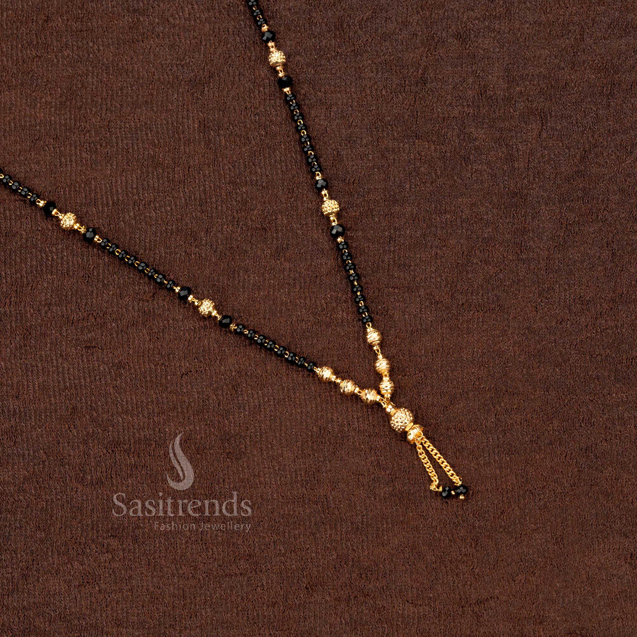 Stylish Collection of Micro Gold Plated Beaded Mangalsutra Black Beads Chain – Traditional & Festive Wear - Sasitrends - Image 16