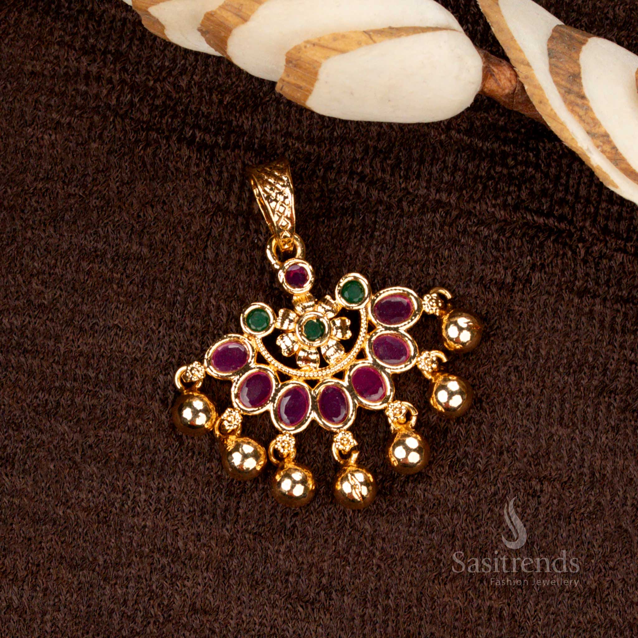 Trendy Collection of Guaranteed Micro Gold Plated AD Stone Studded Designer Golden Ball Pendants  - Sasitrends - Image 22