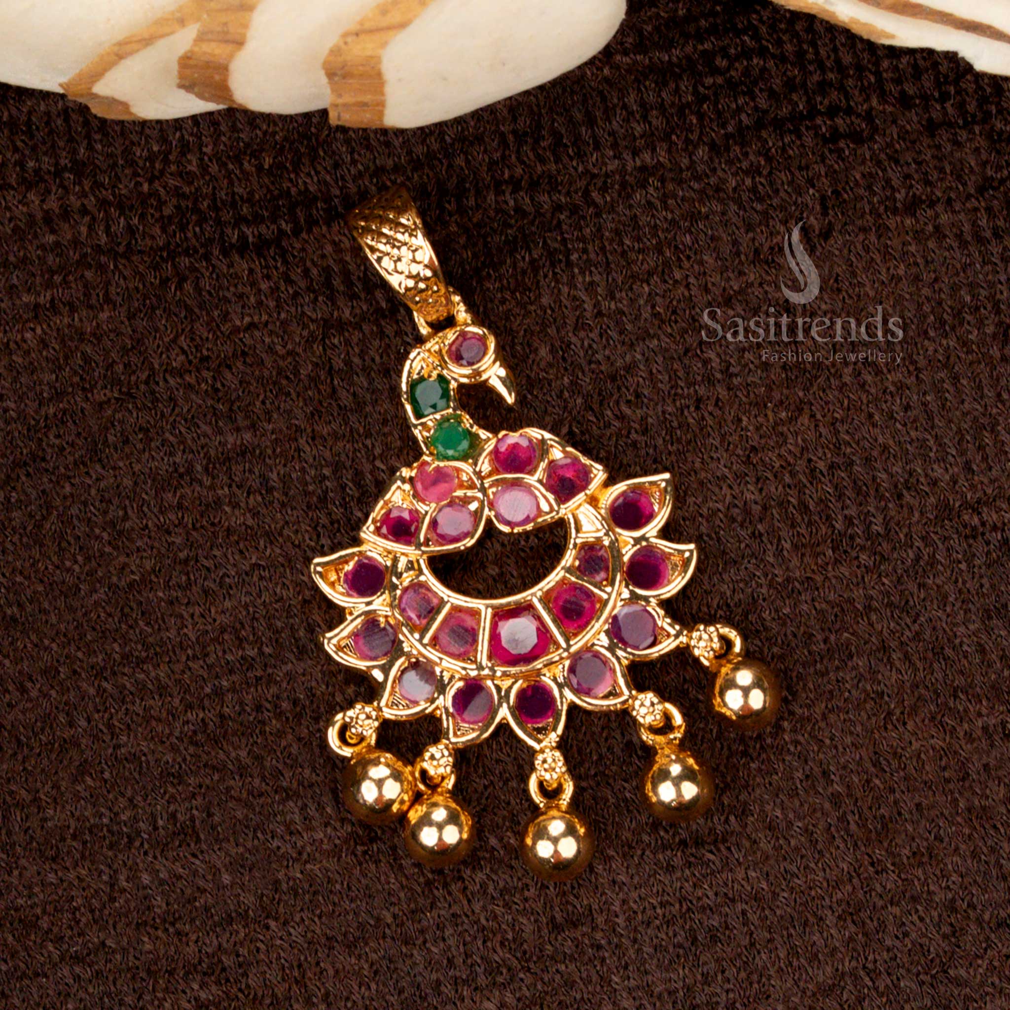 Trendy Collection of Guaranteed Micro Gold Plated AD Stone Studded Designer Golden Ball Pendants  - Sasitrends - Image 28