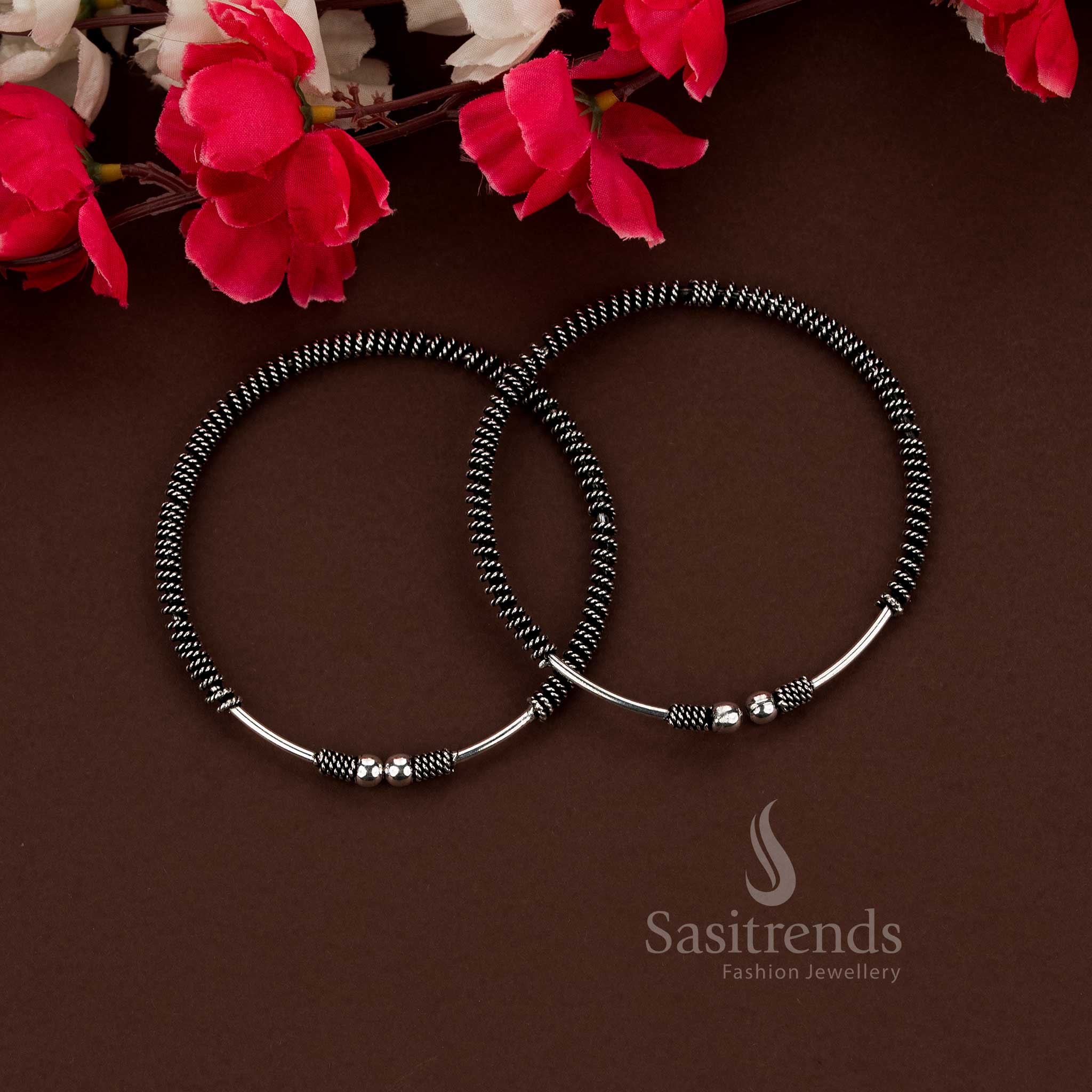 Oxidised Kada Style Anklets (Payal) – Traditional Silver Look Designs | Everyday Wear - Image 3