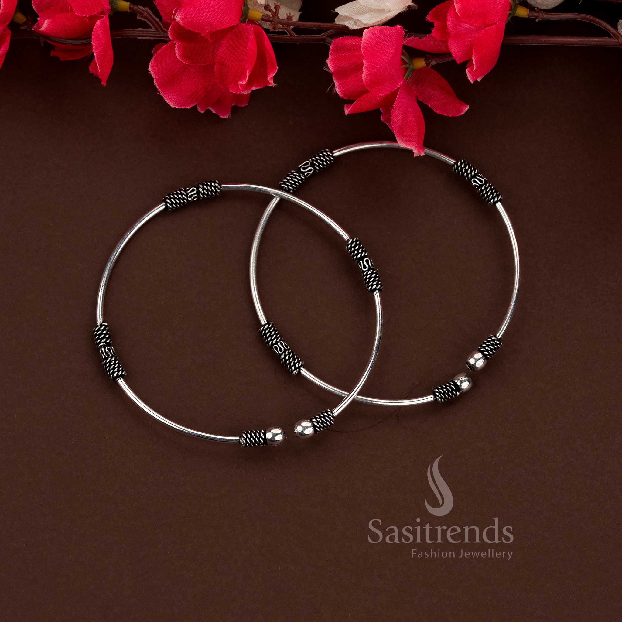 Oxidised Kada Style Anklets (Payal) – Traditional Silver Look Designs | Everyday Wear - Image 4