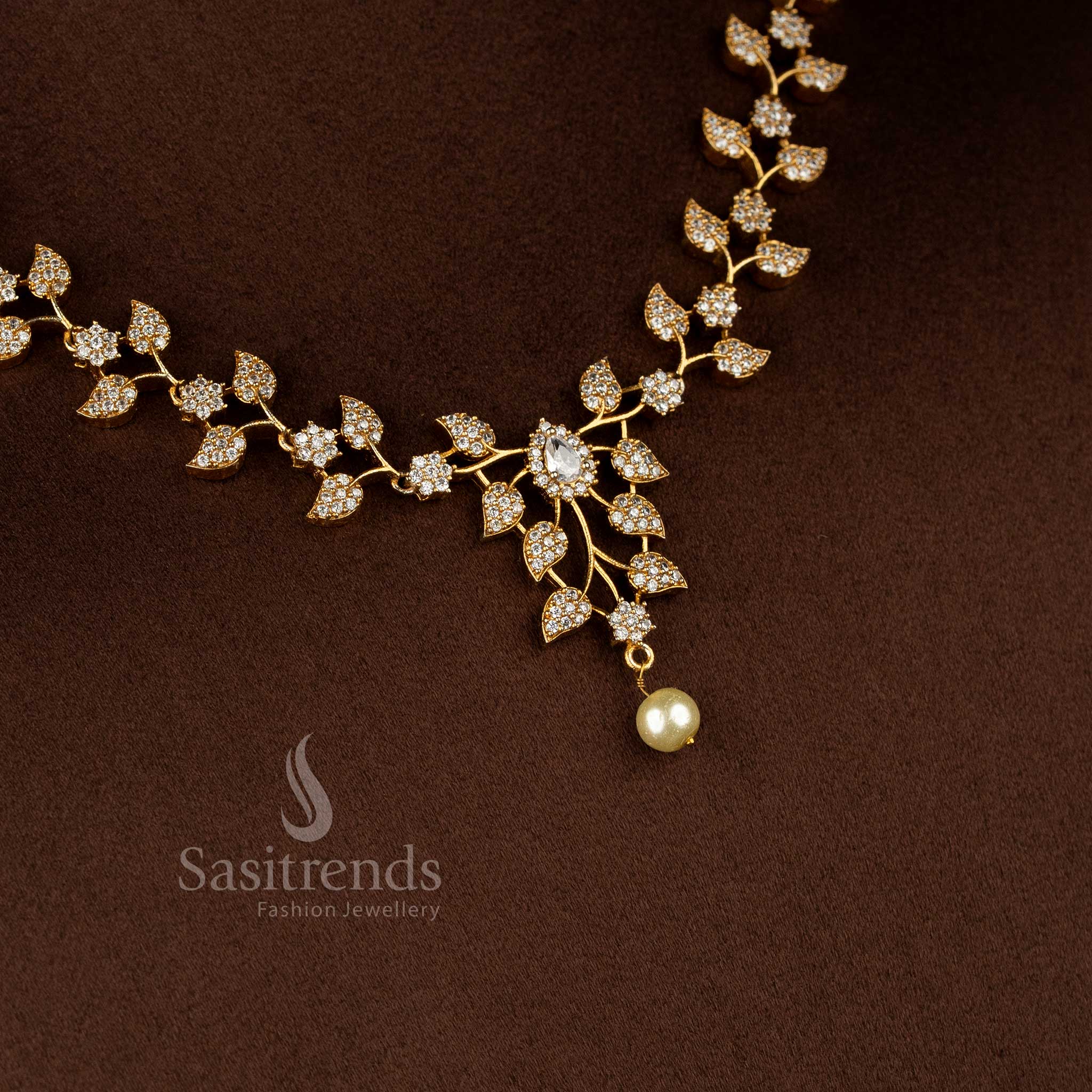 Dazzling Bloom American Diamond Floral Vine Necklace for Parties & Evening Events - Image 3