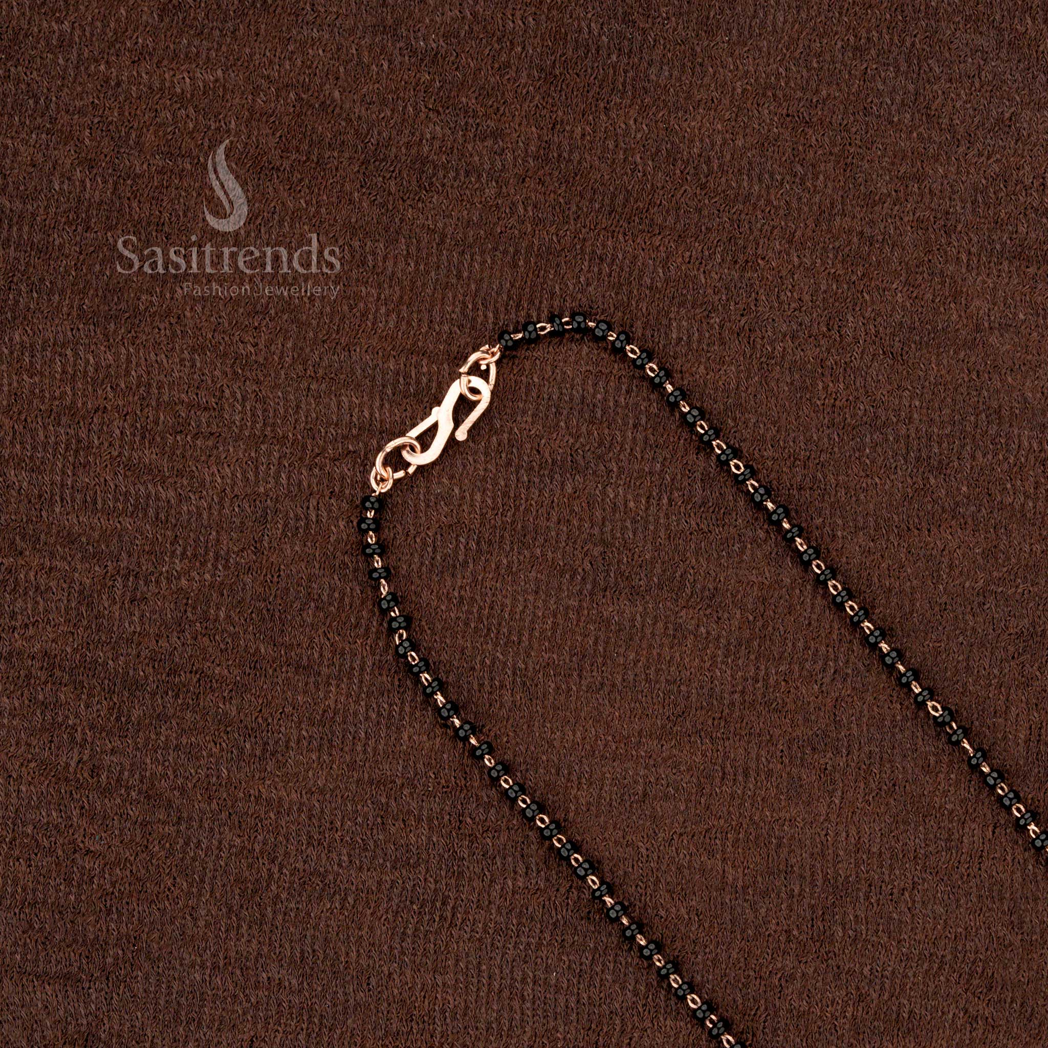 American Diamond Pendant Necklace Mangalsutra with Black Beads  - Sasitrends - Image 9
