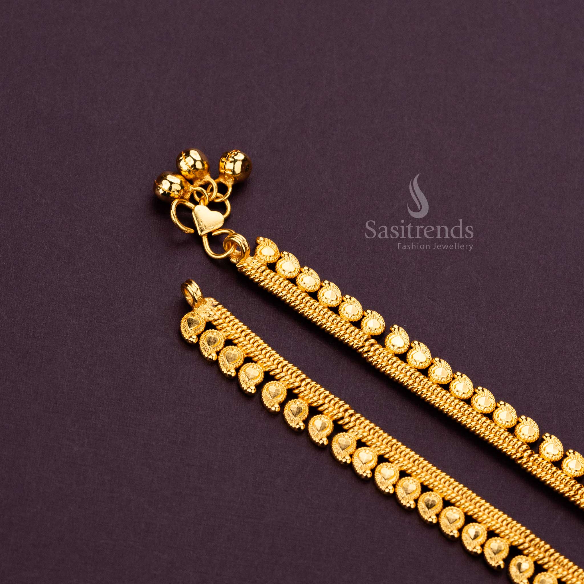 Elegant Bridal Mango Shaped Micro Gold Plated Anklets - Sasitrends - Image 3
