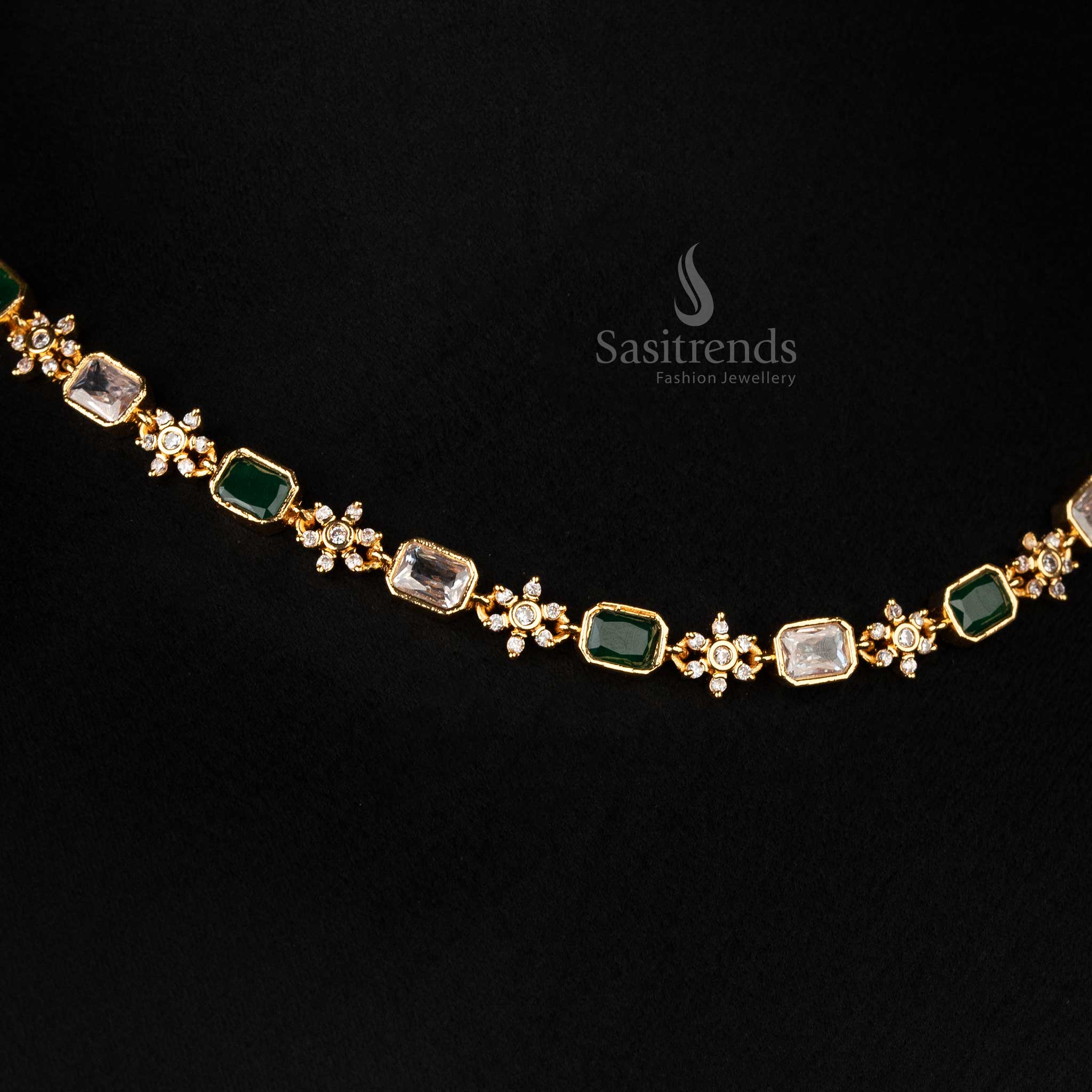 Elegant American Diamond Stone Necklace Jewellery Set - 24 Carat Micro Gold Plated Jewellery - Sasitrends - Image 11