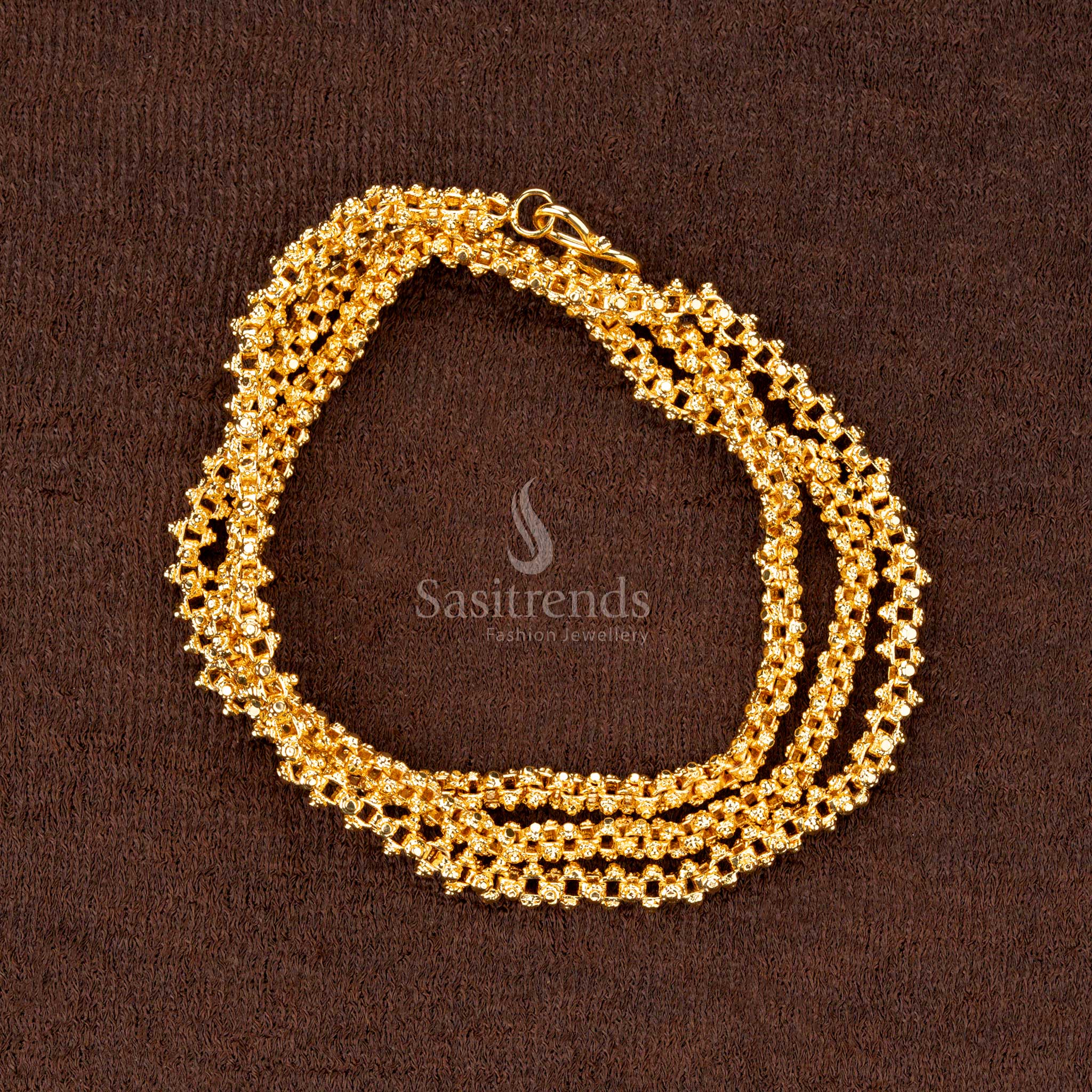 Micro Gold Plated 4 Side Gajiri Chain – Traditional Temple Wear Chain - Sasitrends - Image 6