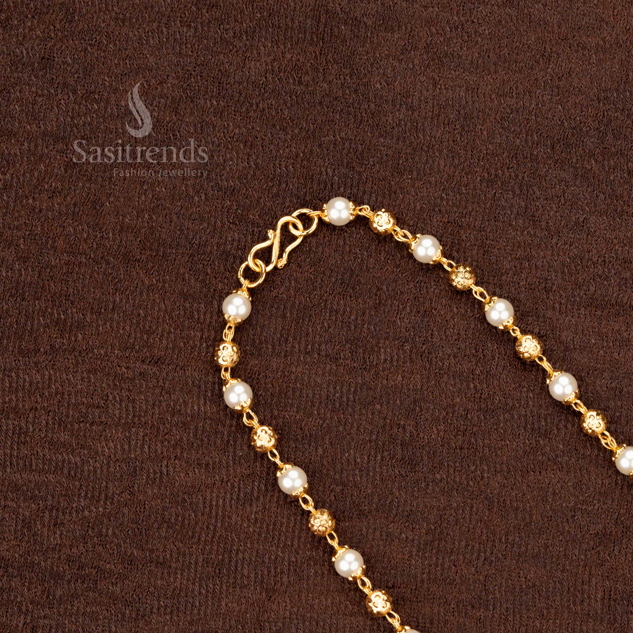 Micro Gold Plated Golden Ball and Pearl Chain – Elegant Traditional Jewellery- Sasitrends - Image 5