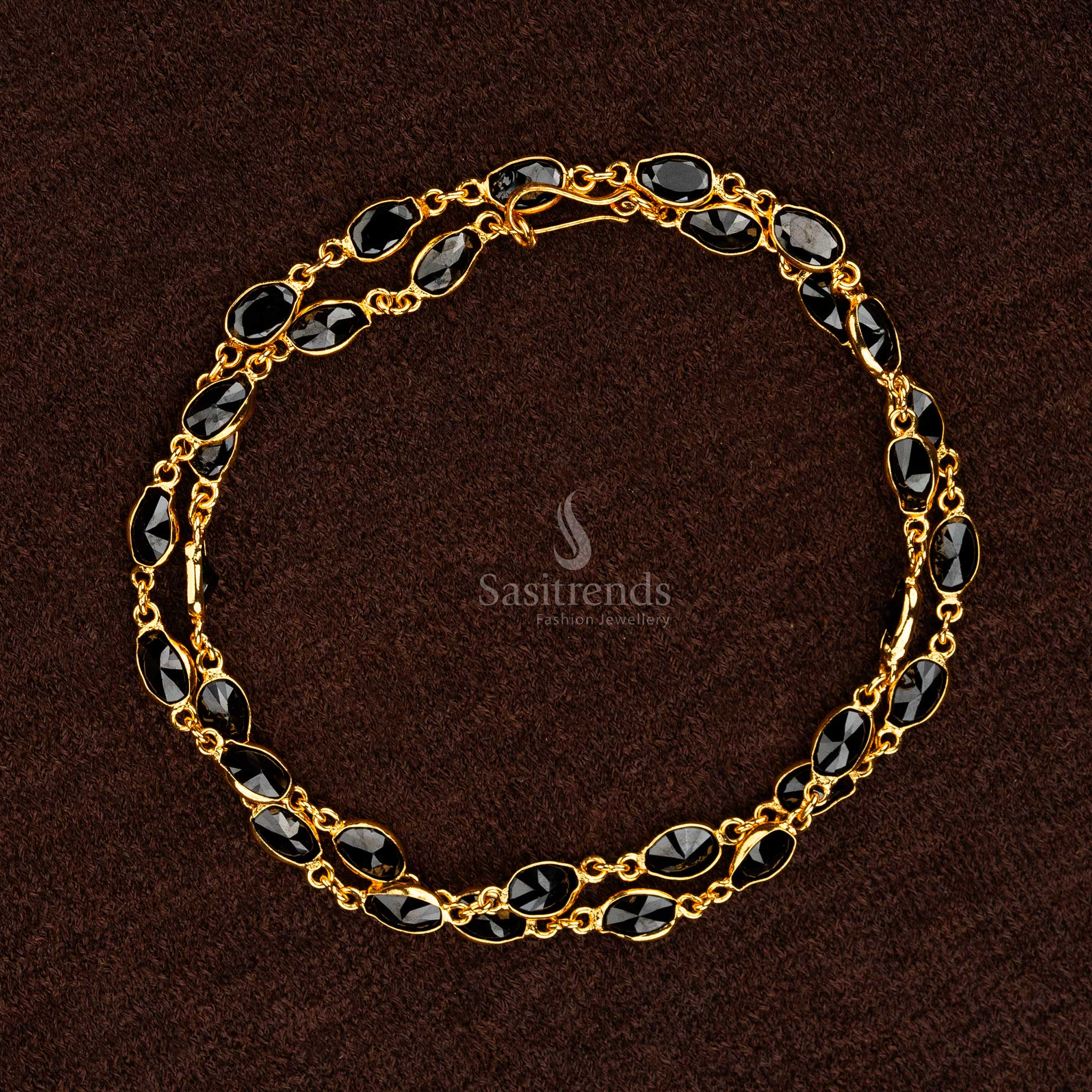 Traditional Elegant Micro Gold Plated Oval Designer Chain with Vibrant Stones - Sasitrends - Image 8